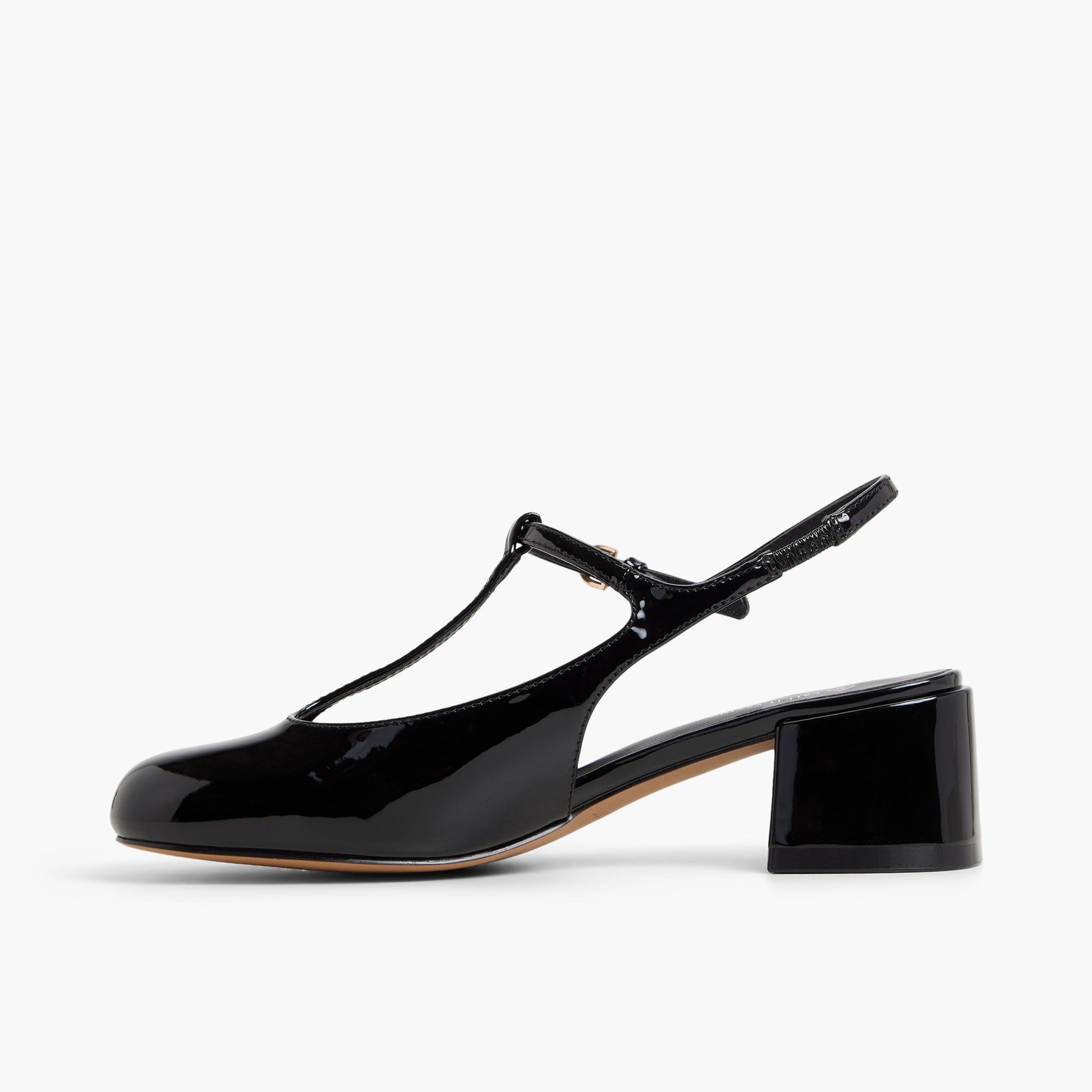 Side view of Black Tiiana T-Bar Slingback Heels