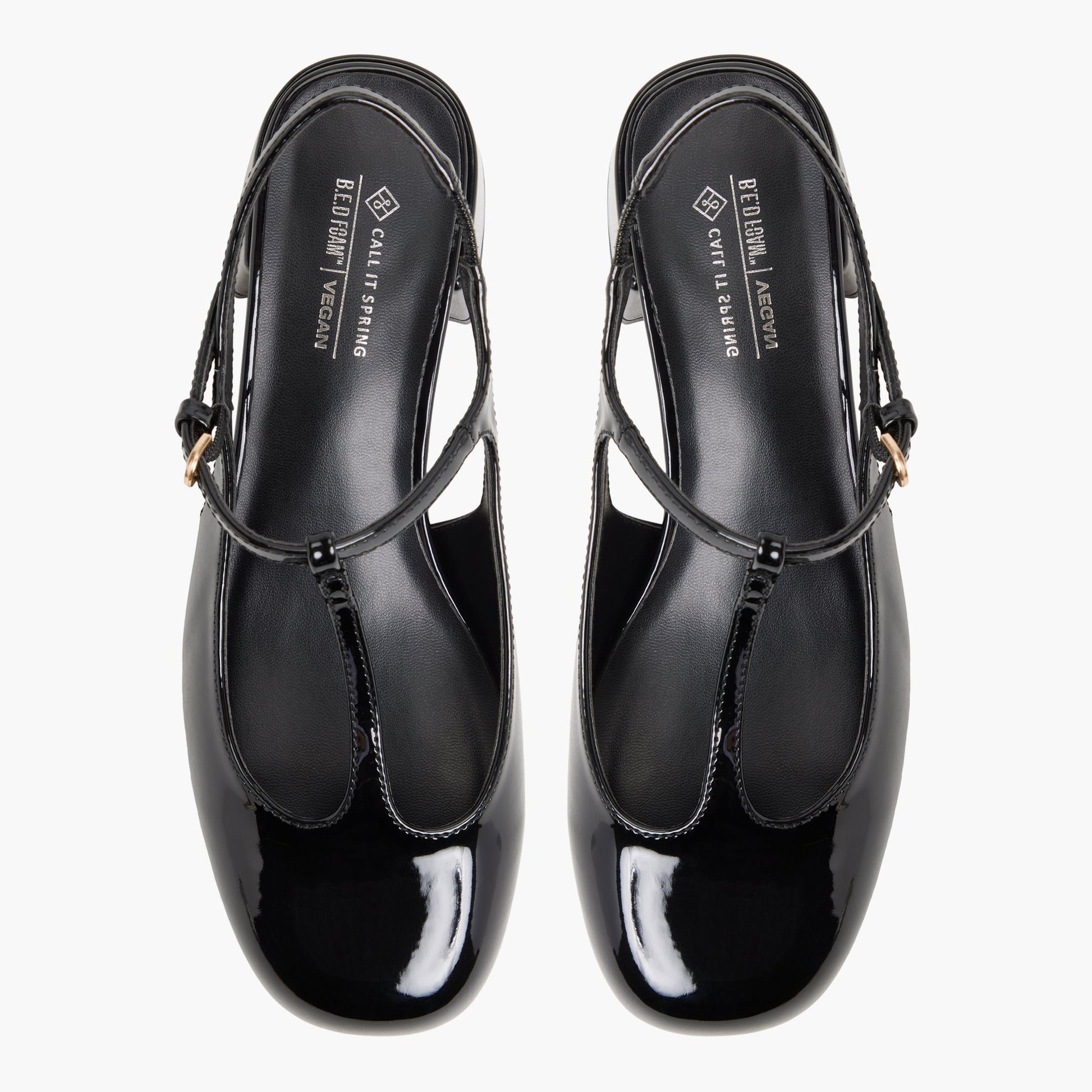 Top-down view of the Black Tiiana T-Bar Slingback Heels