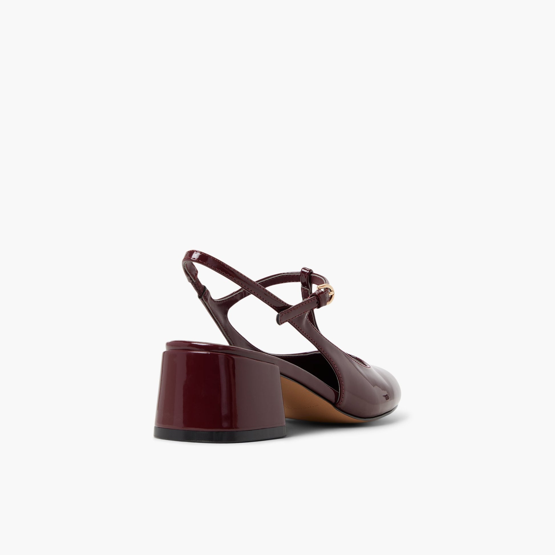 Three-quarter angle of Bordo Tiiana T-Bar Slingback Heels's back side