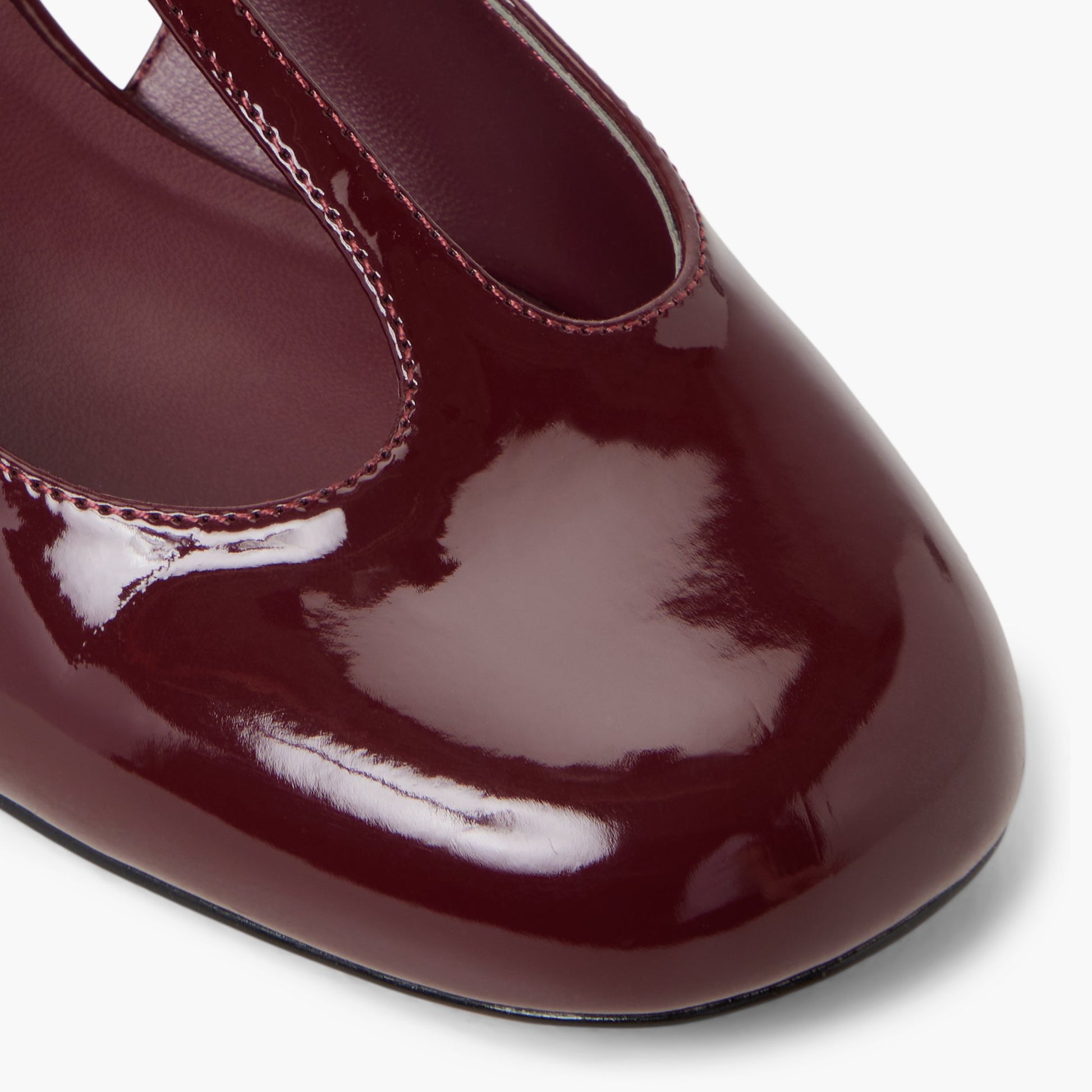 Close-up of the Bordo Tiiana T-Bar Slingback Heels