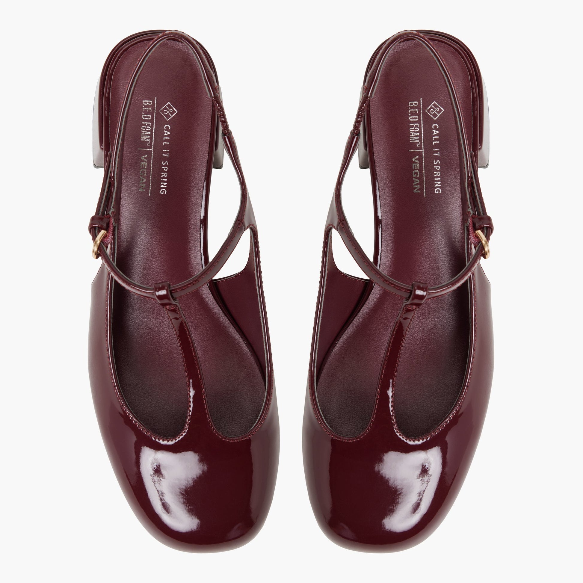 Top-down view of the Bordo Tiiana T-Bar Slingback Heels