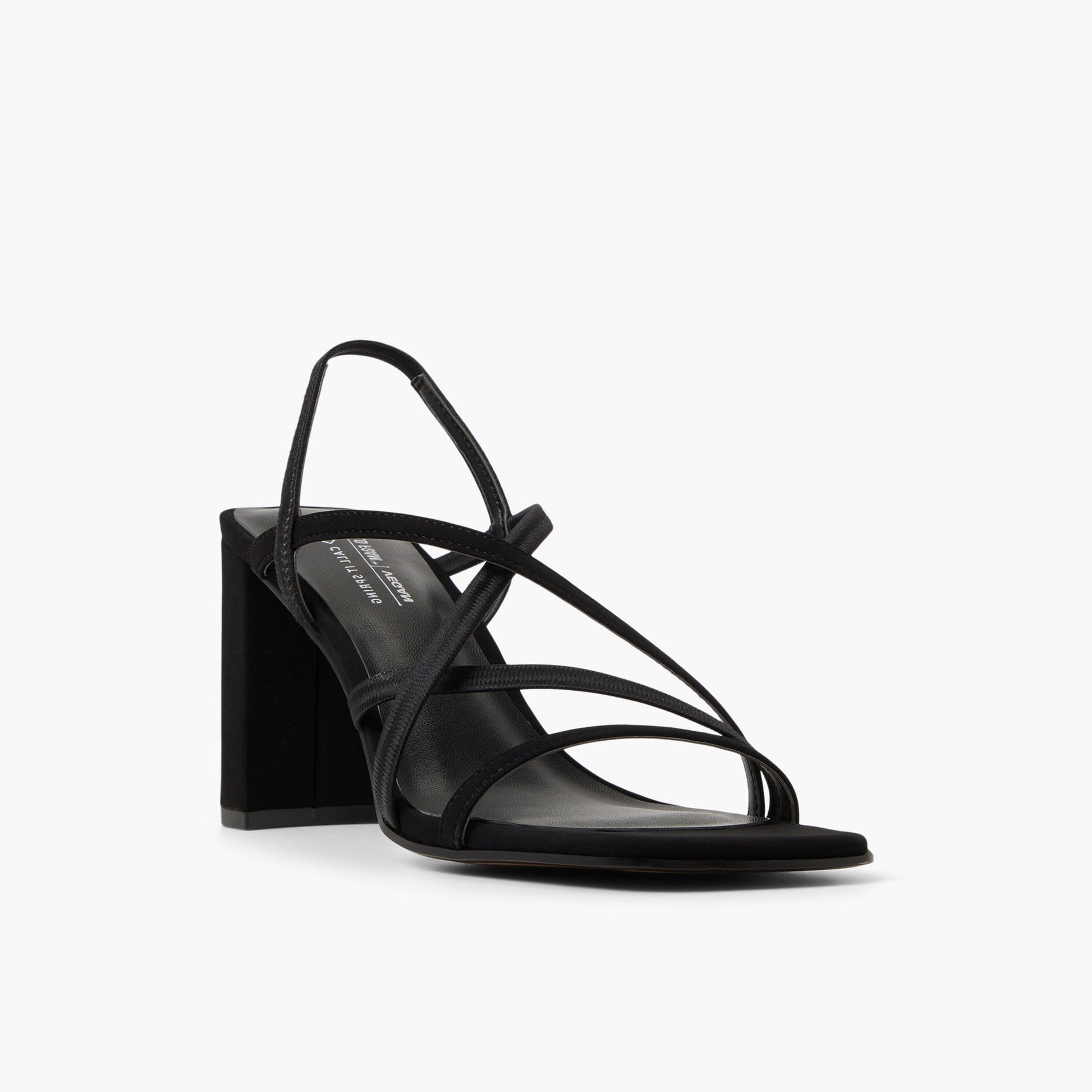 Test FR:Three-quarter angle of Noir Siierra Sandales à talon haut's front side