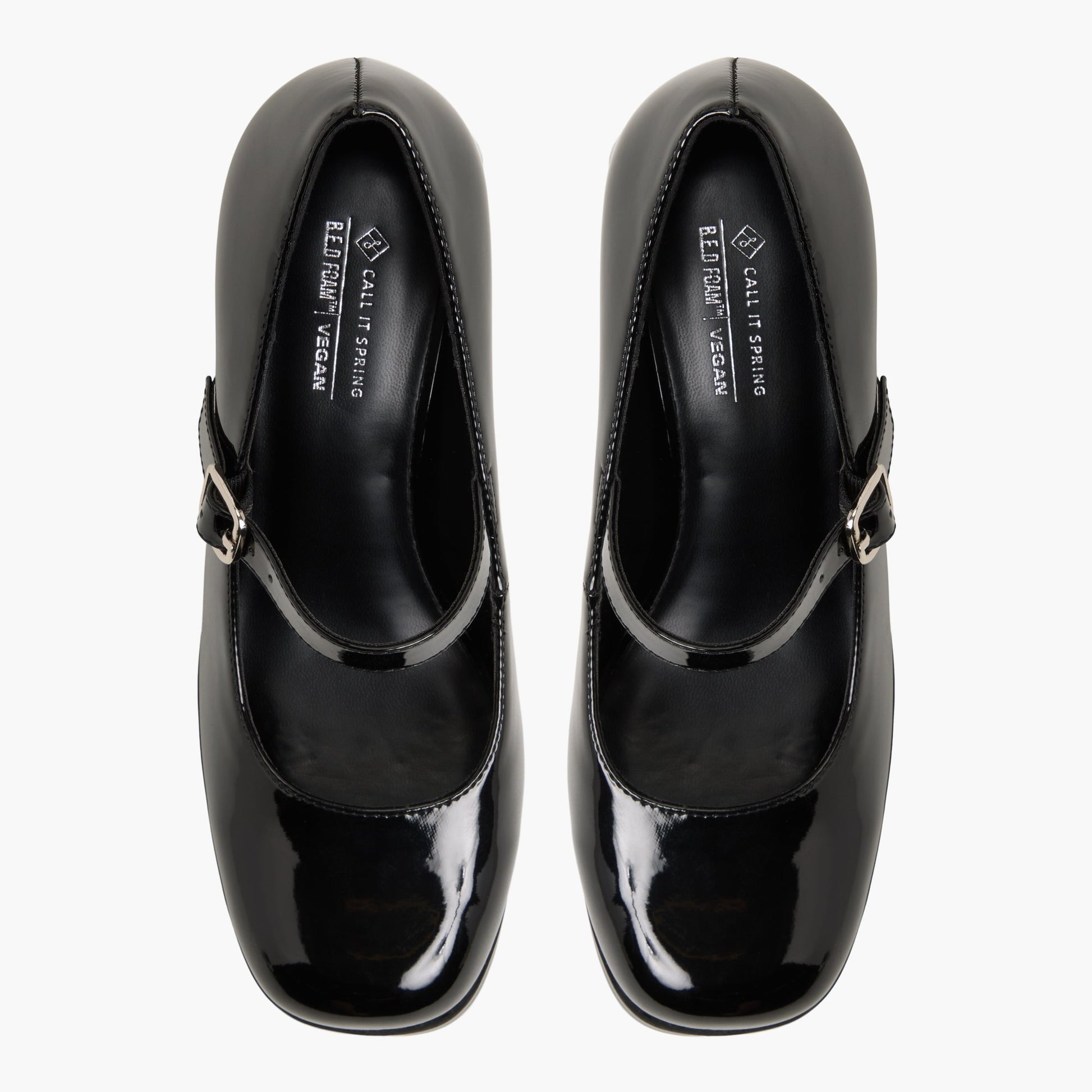 Top-down view of the Open Black Addele Block Heel Mary Janes
