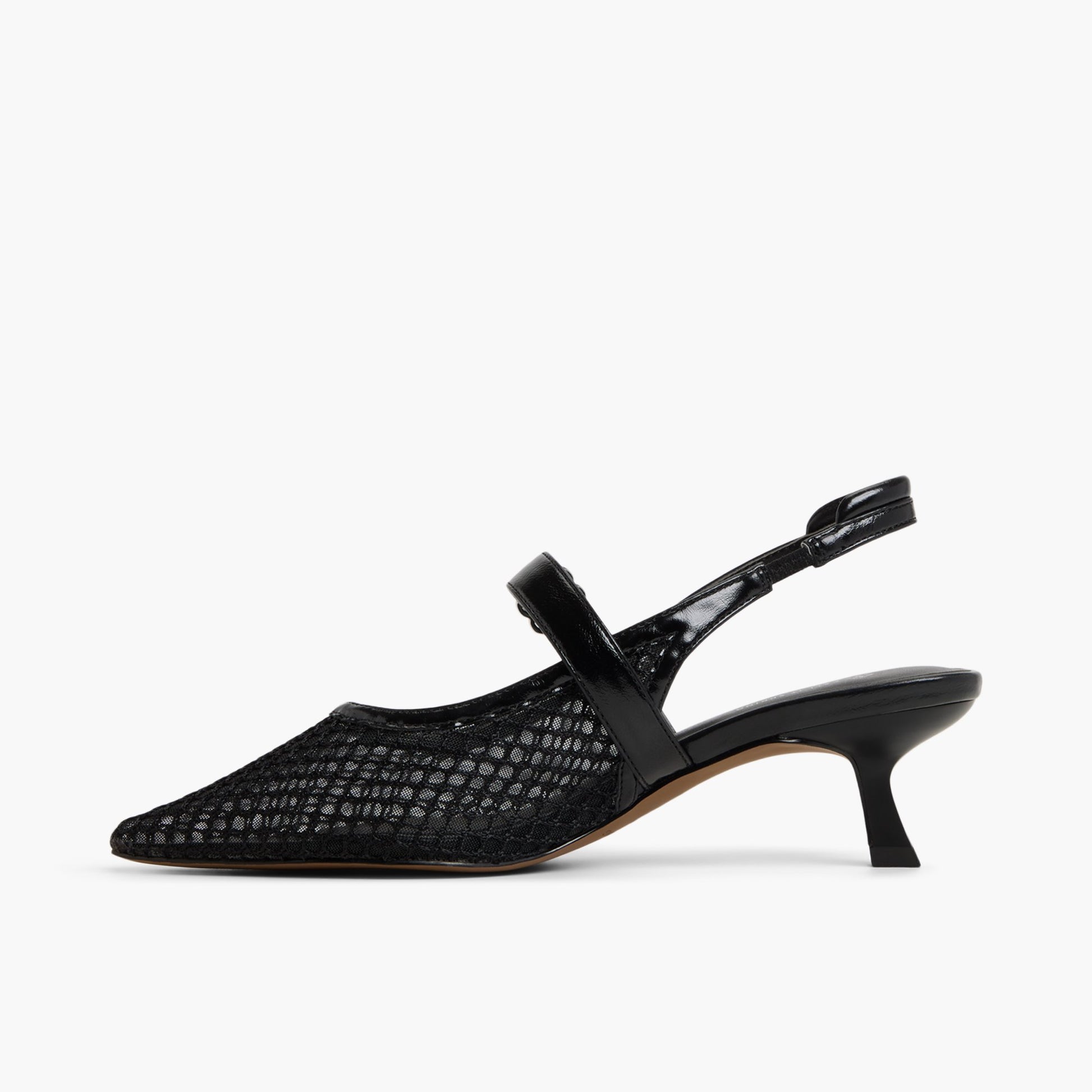Side view of Black Duaa Slingback Kitten Heels
