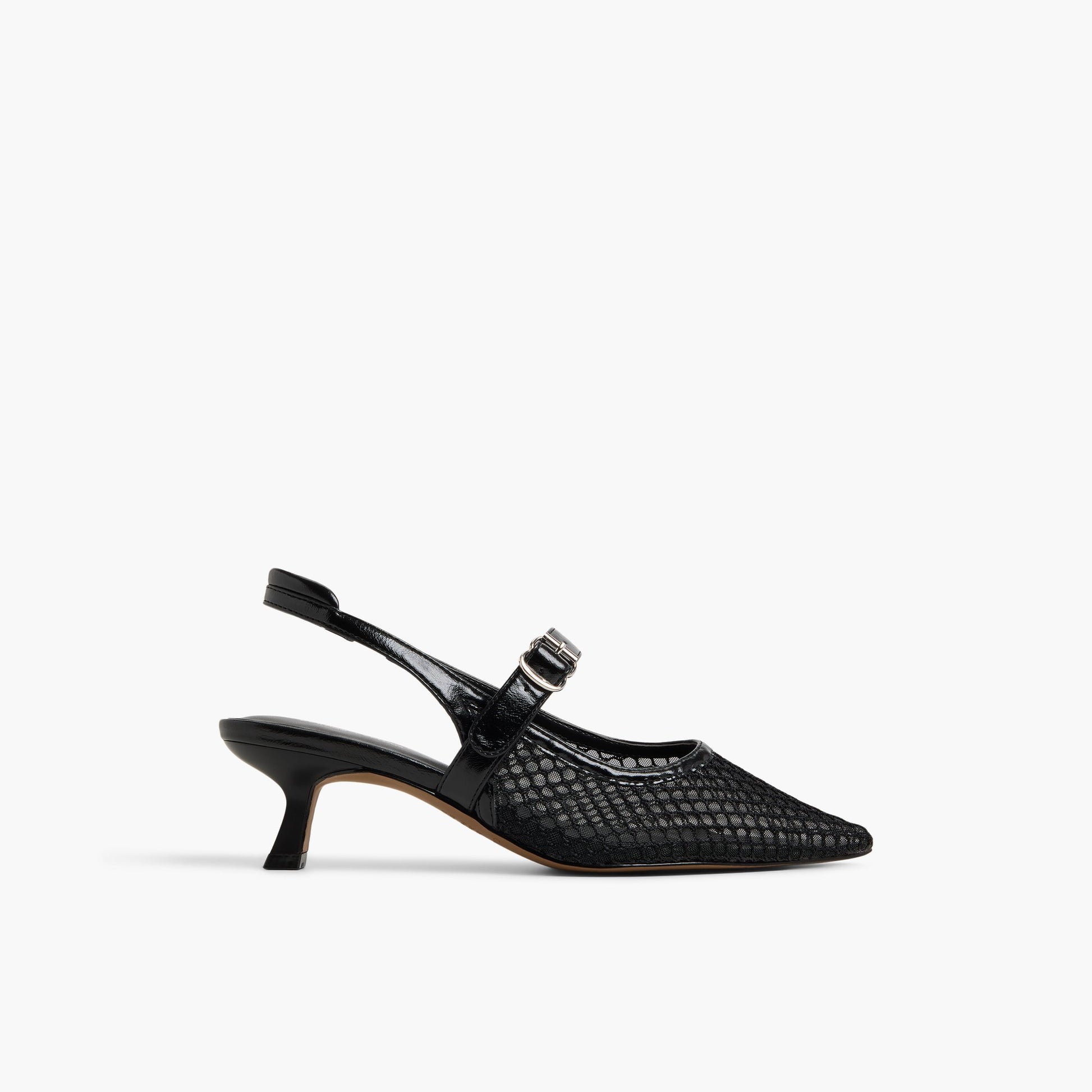 Main View of Black Duaa Slingback Kitten Heels for Womens