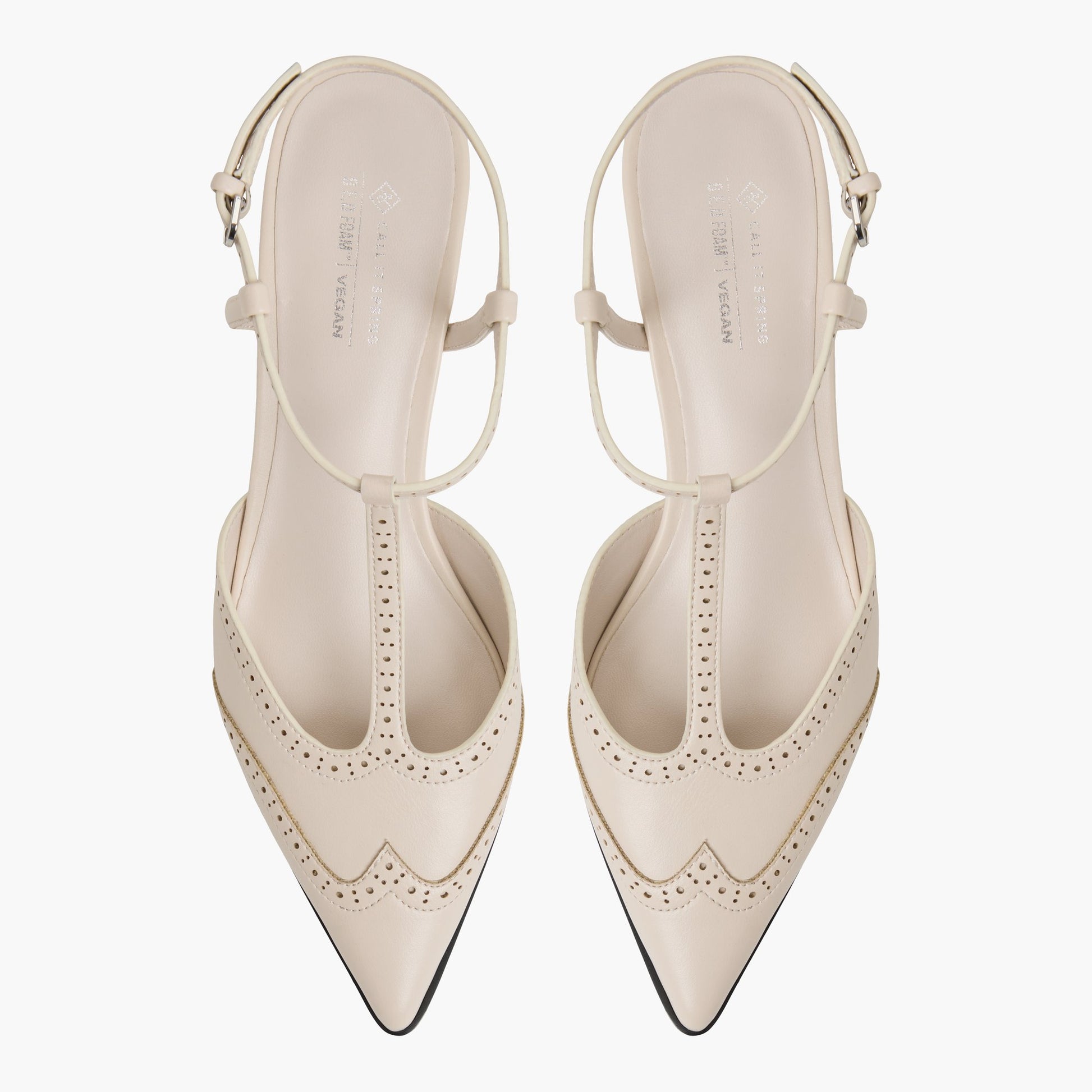 Top-down view of the Ice Taliia T-Bar Kitten Heels