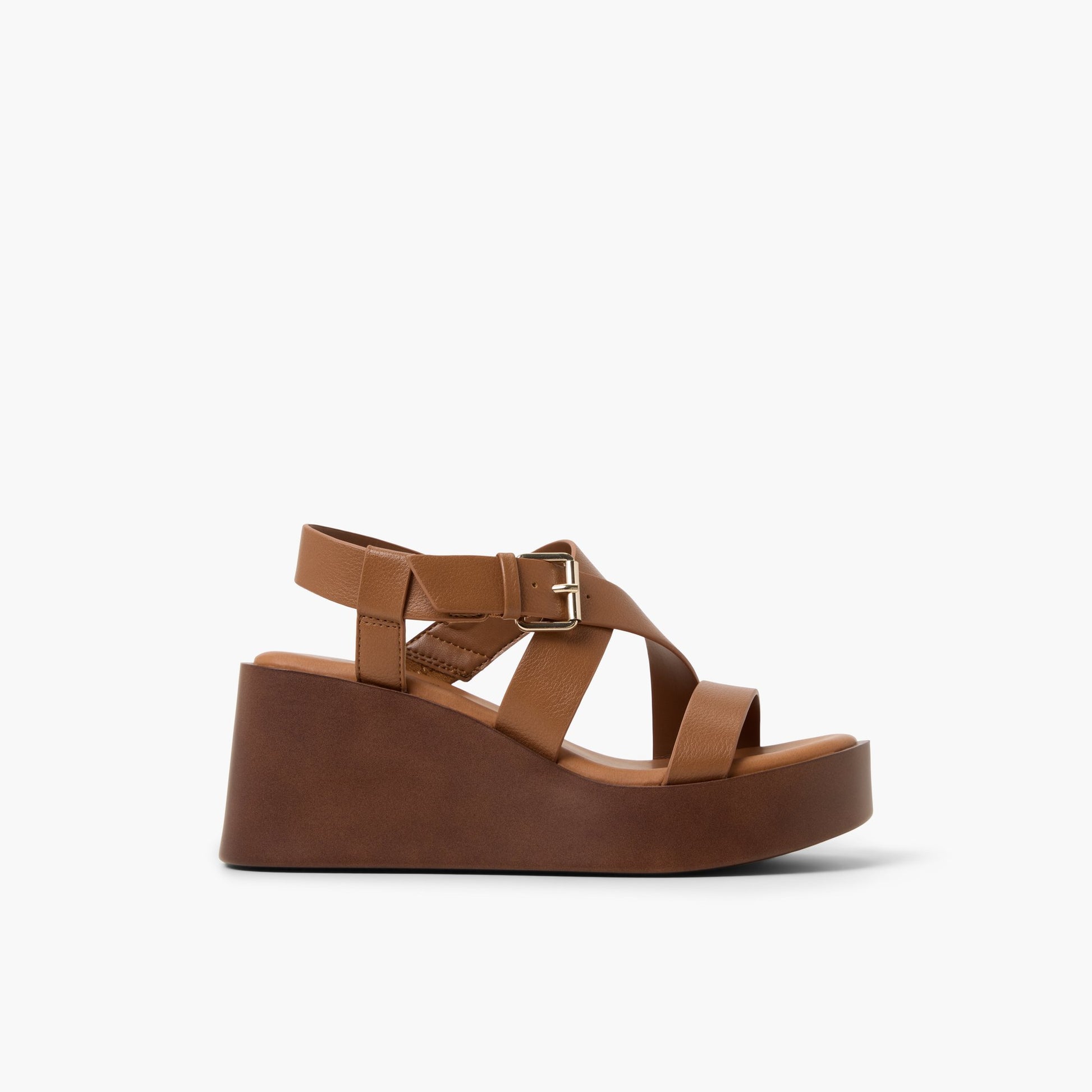 Main View of Cognac Teigan High Heel Platform Sandals for Womens