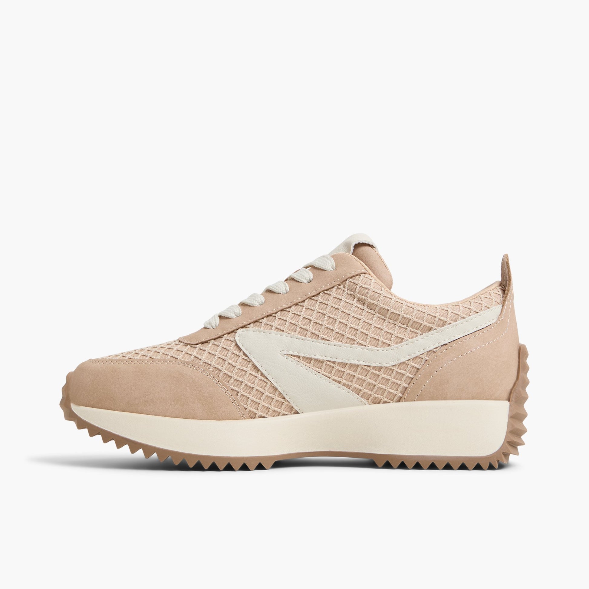 Side view of Beige Danie Low-Top Sneakers