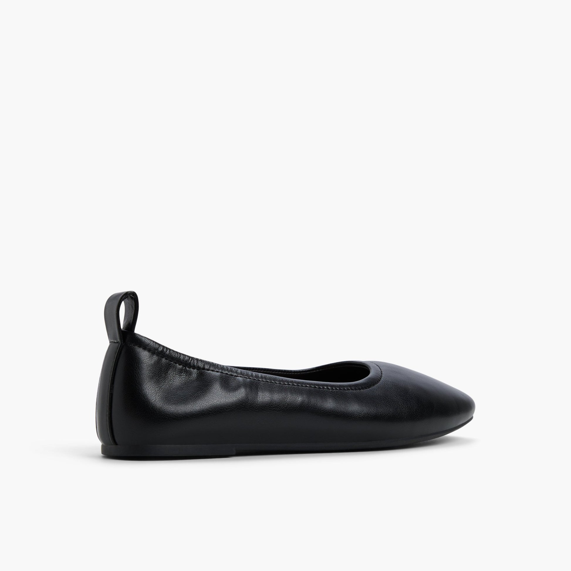 Three-quarter angle of Black Sheilah High Vamp Ballerinas's back side