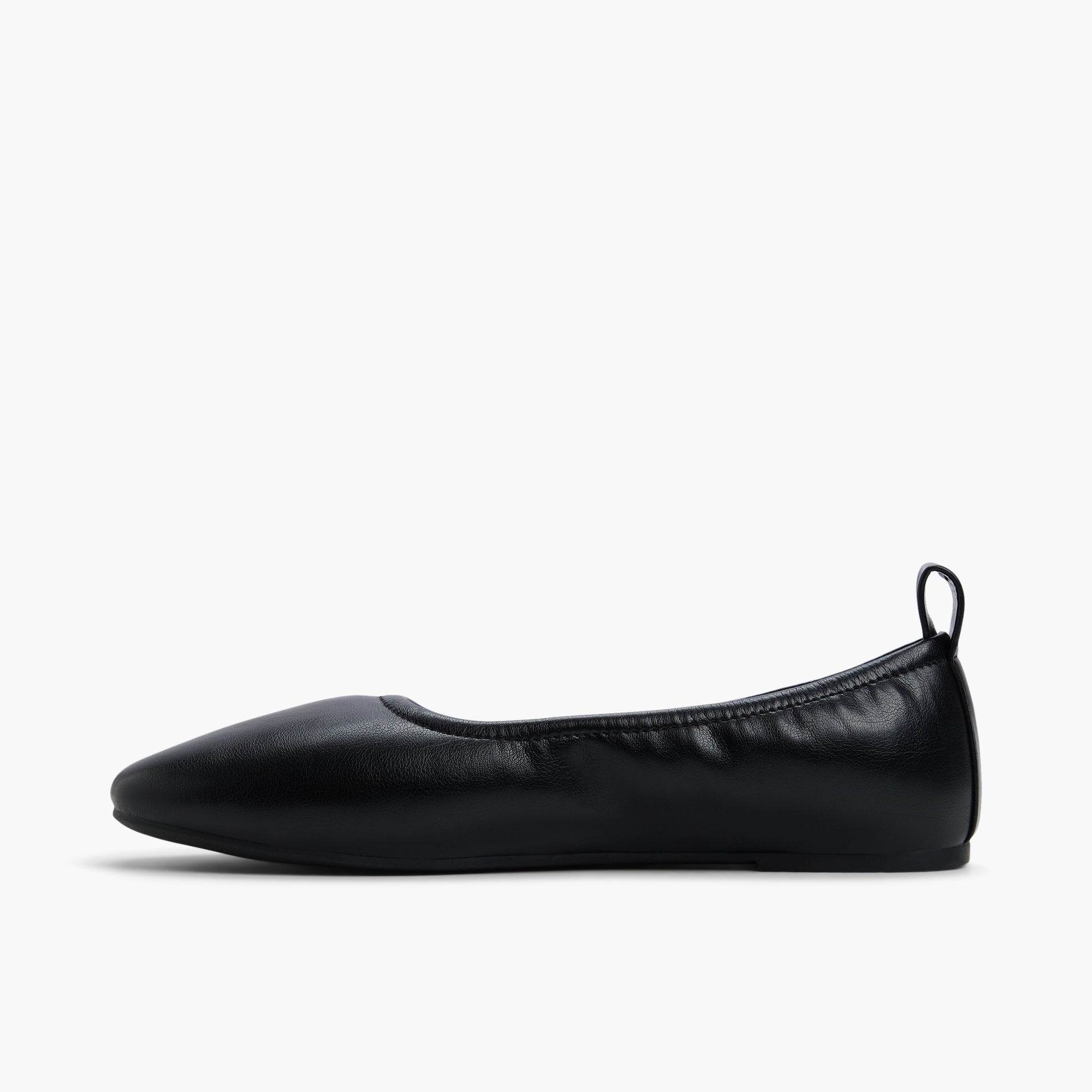 Side view of Black Sheilah High Vamp Ballerinas