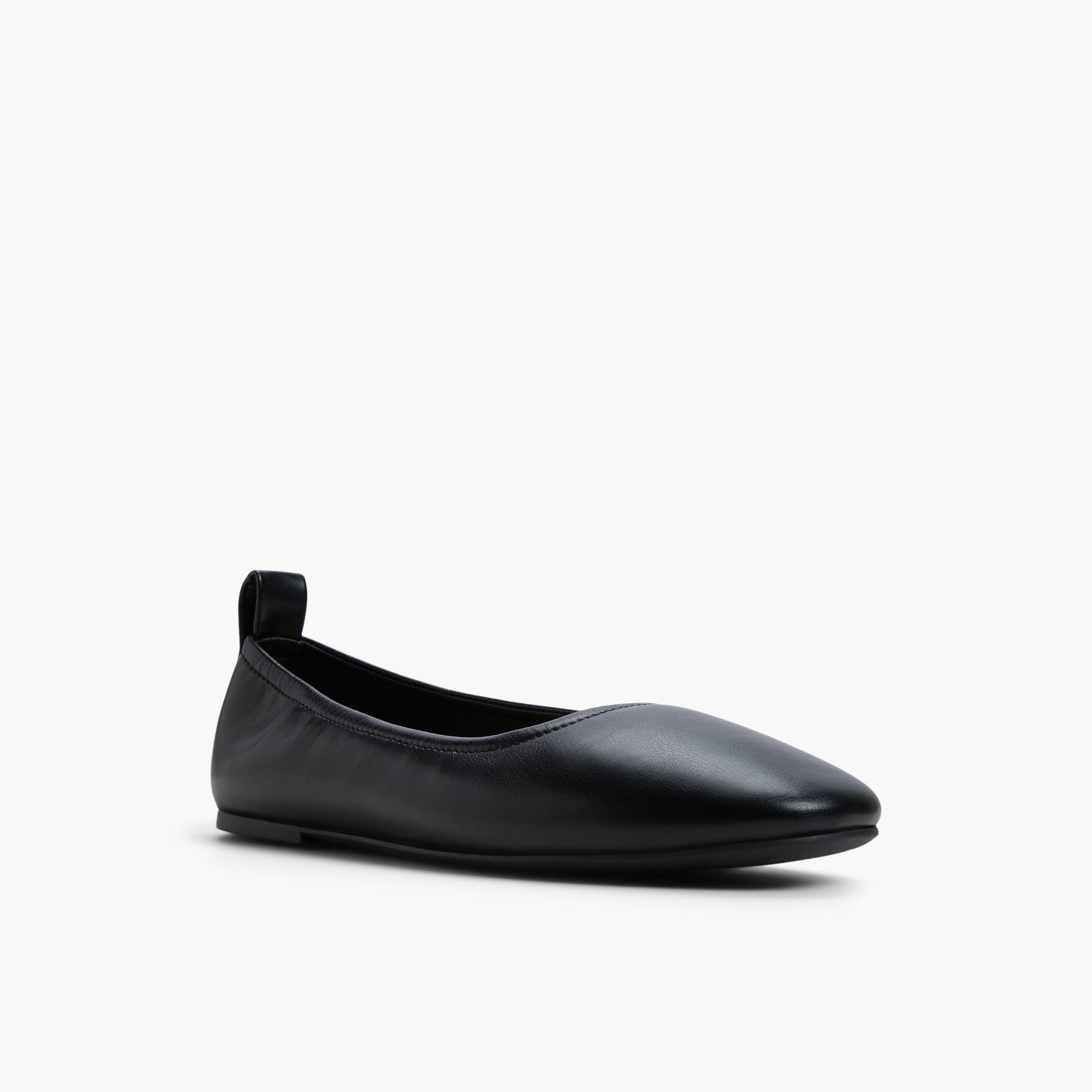 Three-quarter angle of Black Sheilah High Vamp Ballerinas's front side