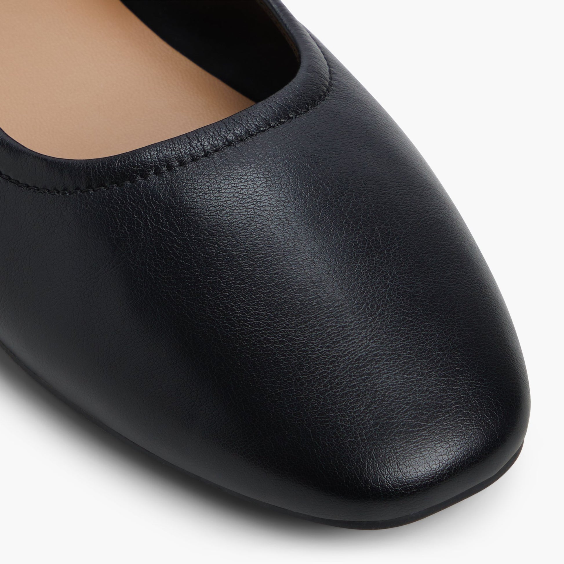 Close-up of the Black Sheilah High Vamp Ballerinas