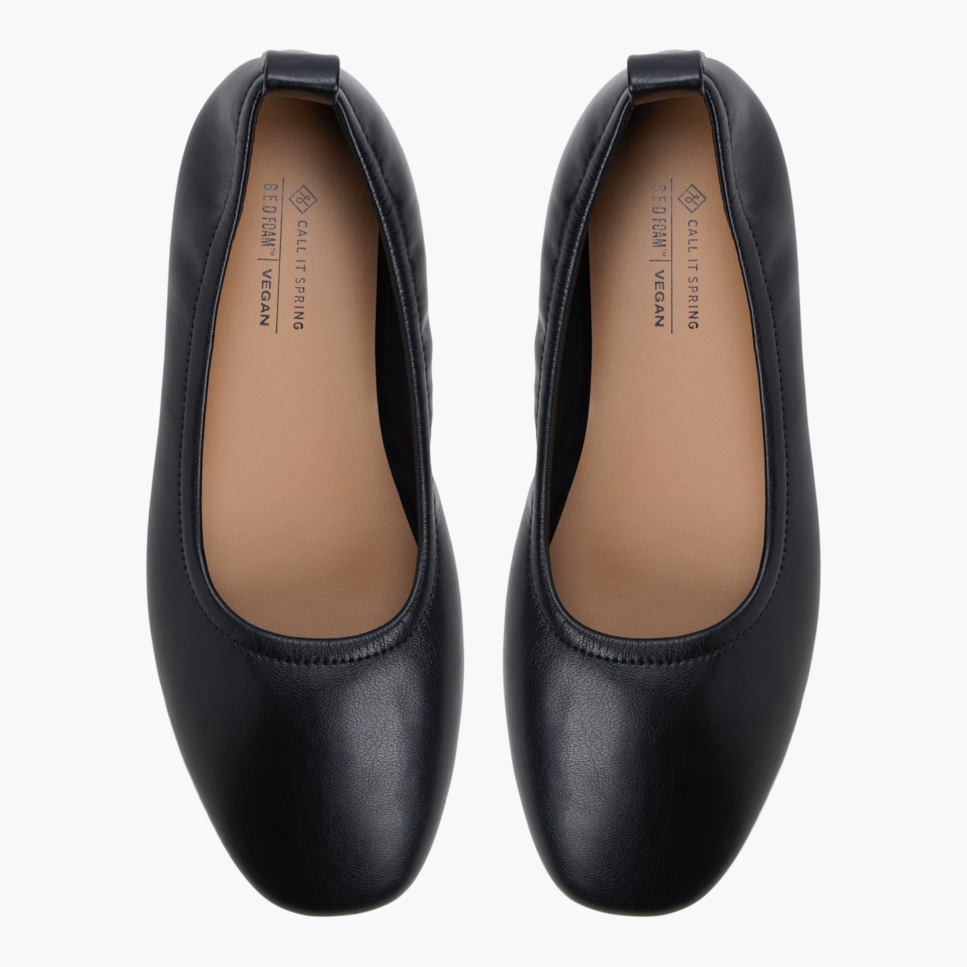 Top-down view of the Black Sheilah High Vamp Ballerinas