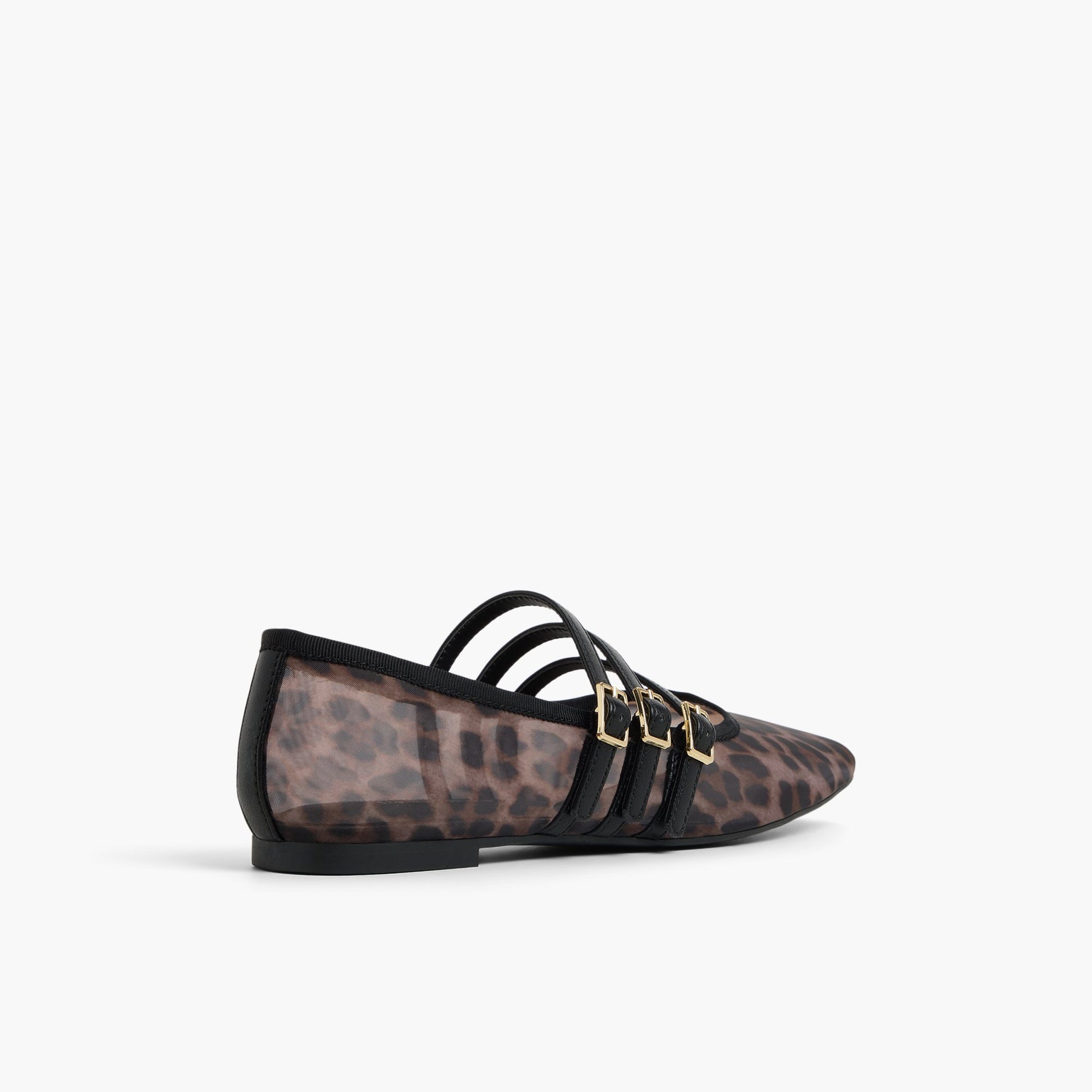 Three-quarter angle of Open Brown Kamelie Mary Jane Flats's back side