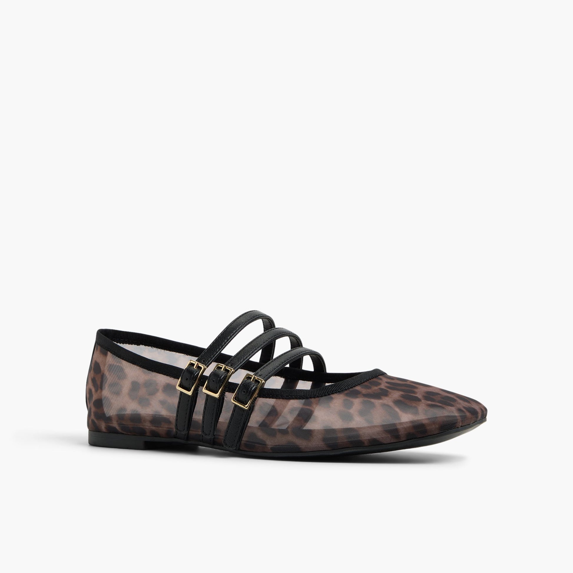 Three-quarter angle of Open Brown Kamelie Mary Jane Flats's front side