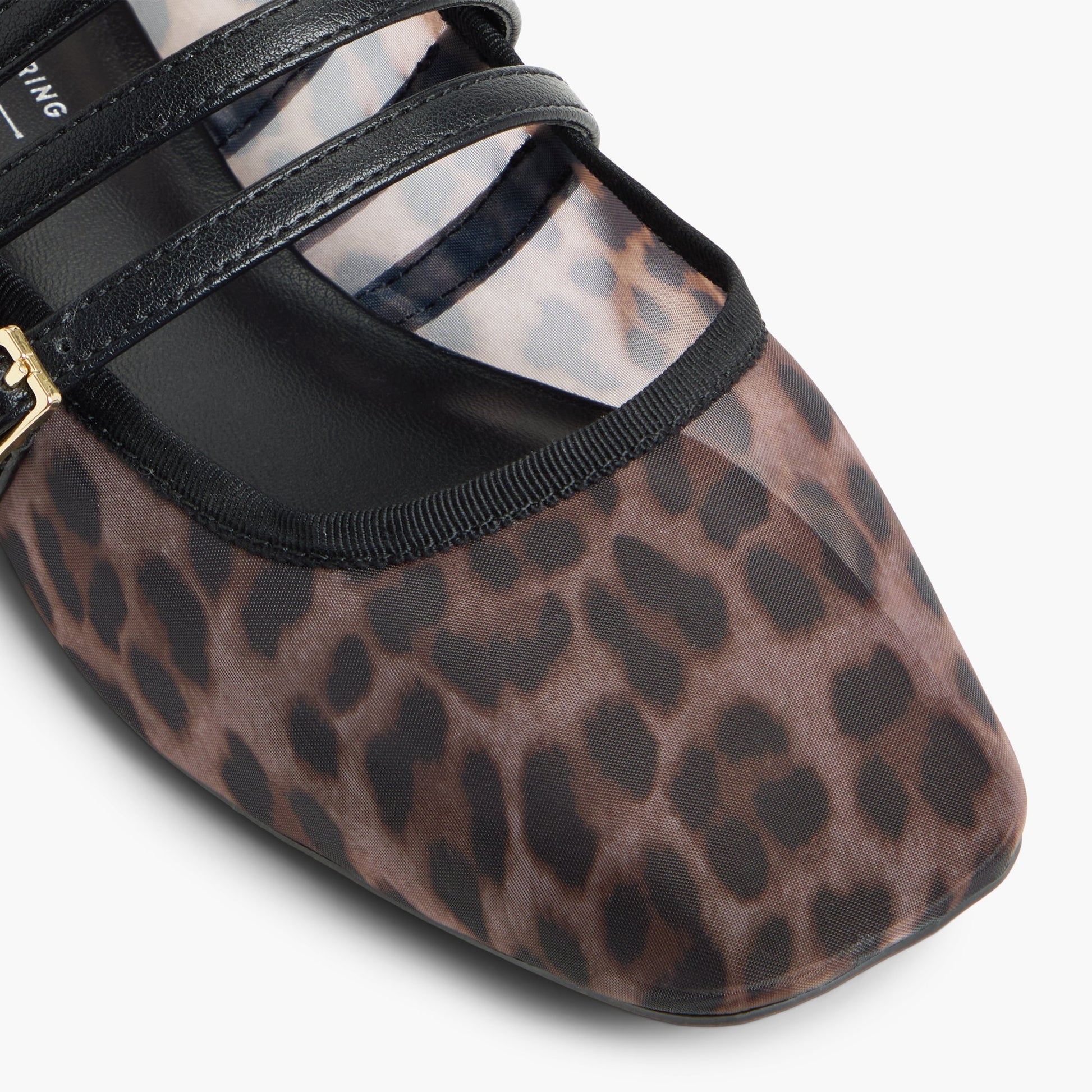Close-up of the Open Brown Kamelie Mary Jane Flats