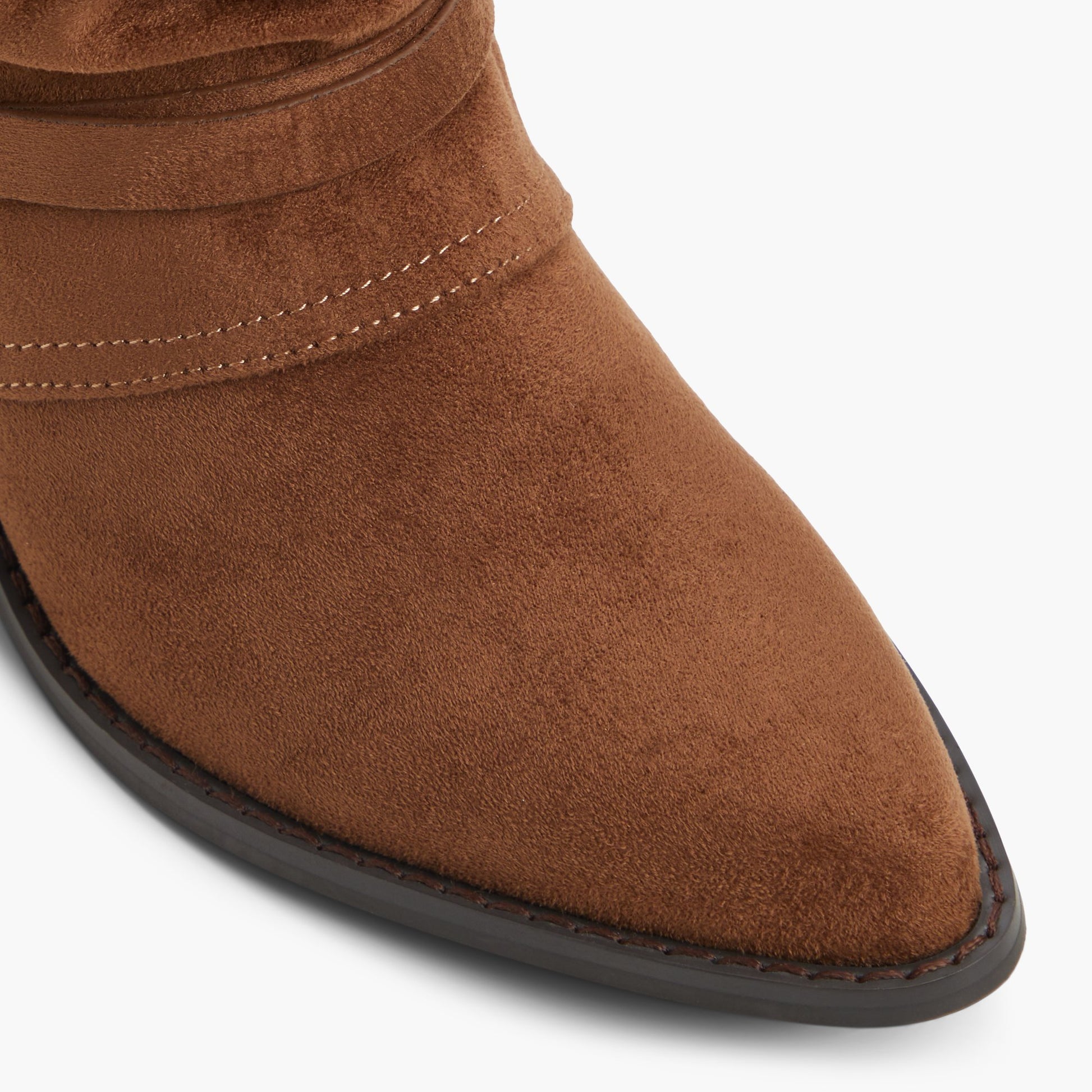 Close-up of the Dark Beige Rowdy Slouchy Ankle Boots