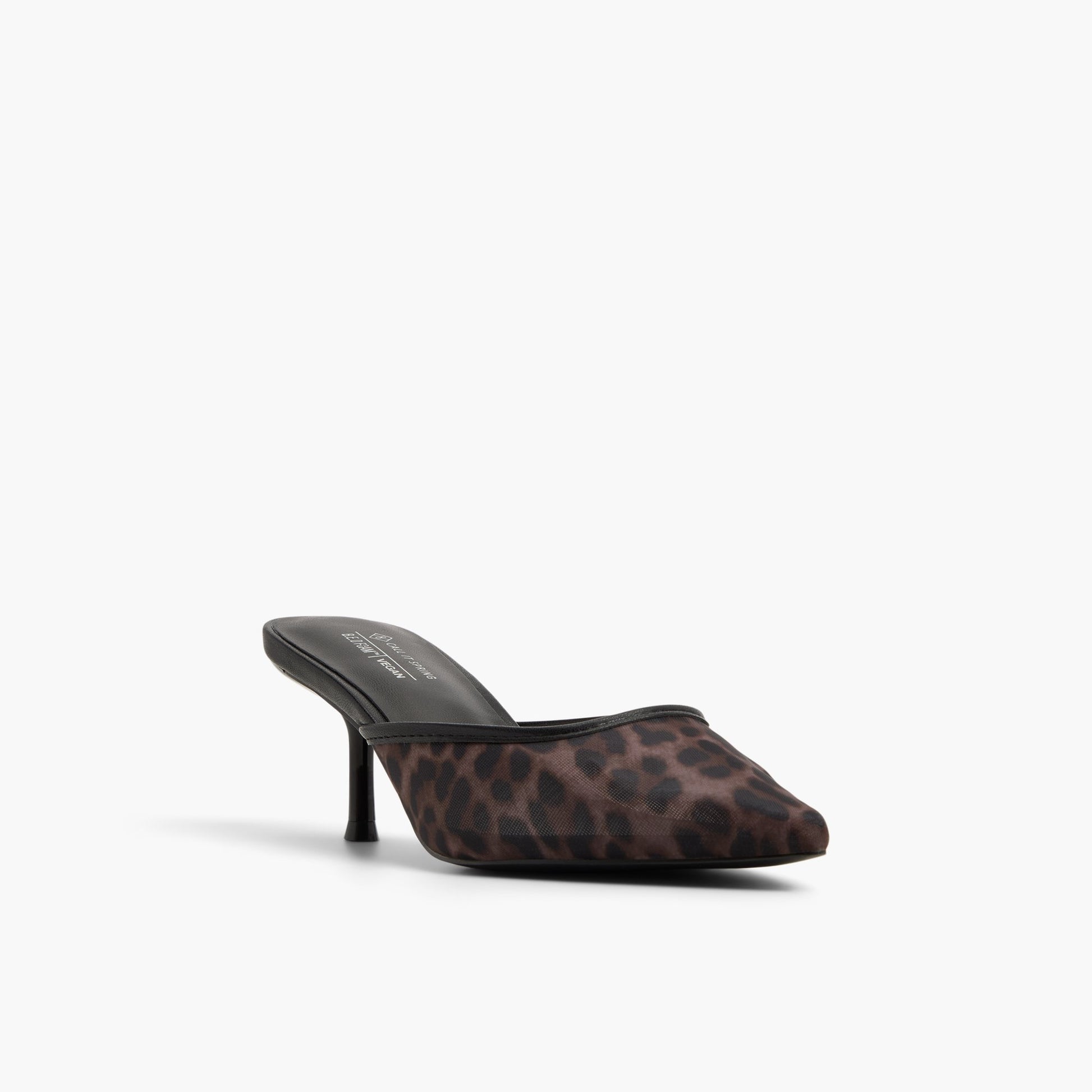 Three-quarter angle of Open Brown Era Kitten Heel Mules's front side