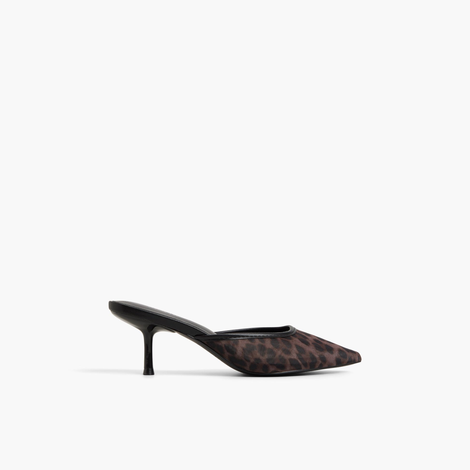 Main View of Open Brown Era Kitten Heel Mules for Womens