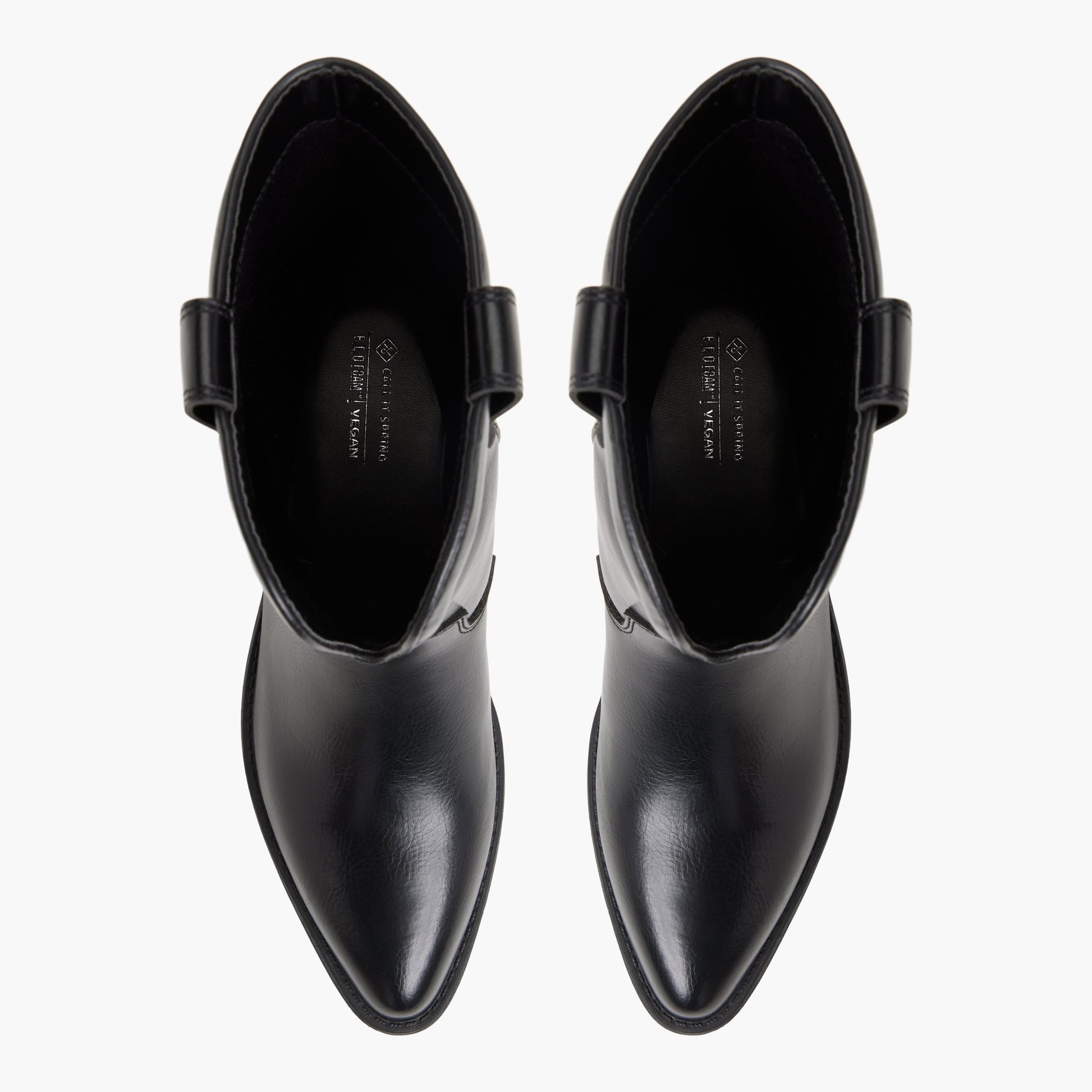Top-down view of the Black Sareena Western Mid-Calf Boots