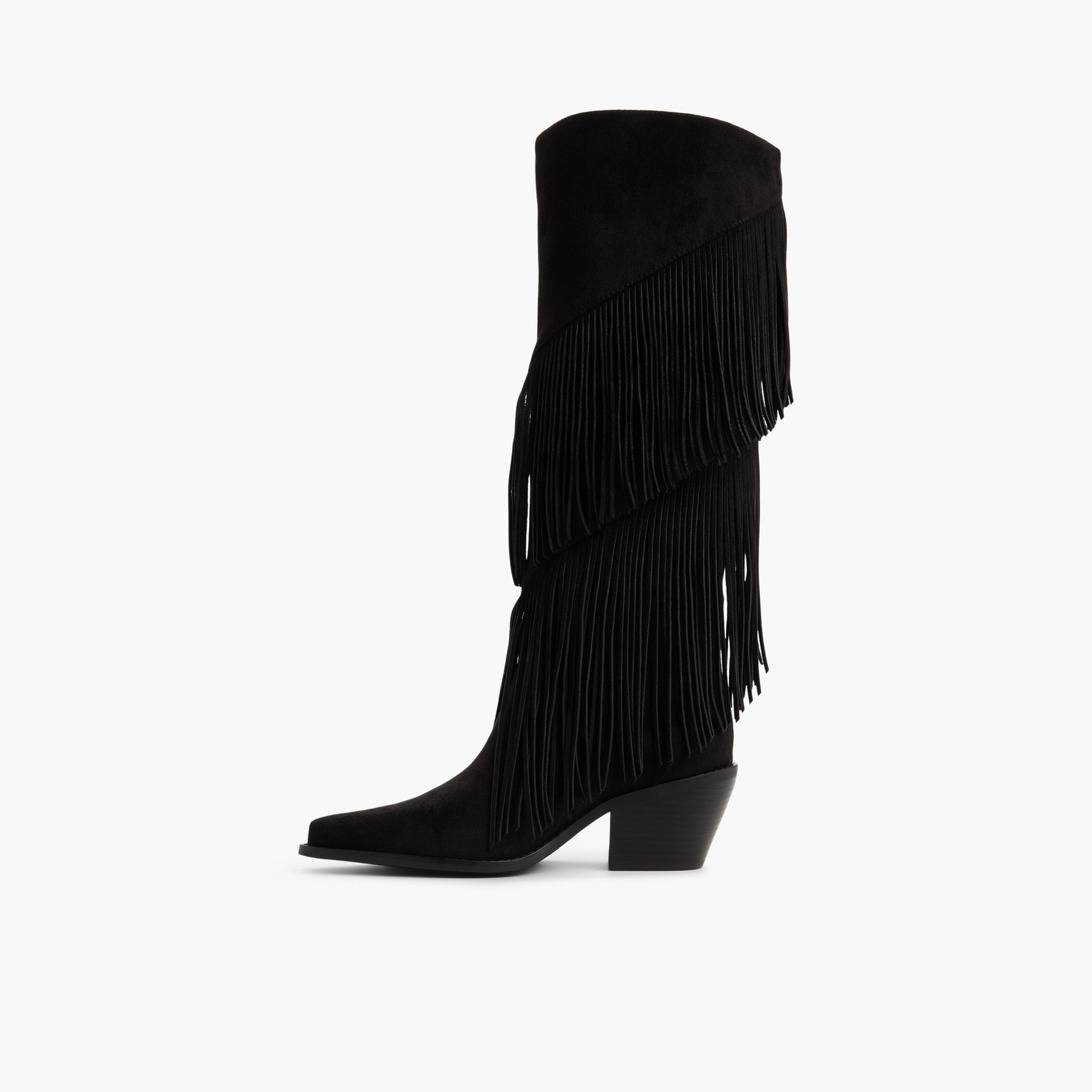 Side view of Black Billyrae Western Knee-High Boots