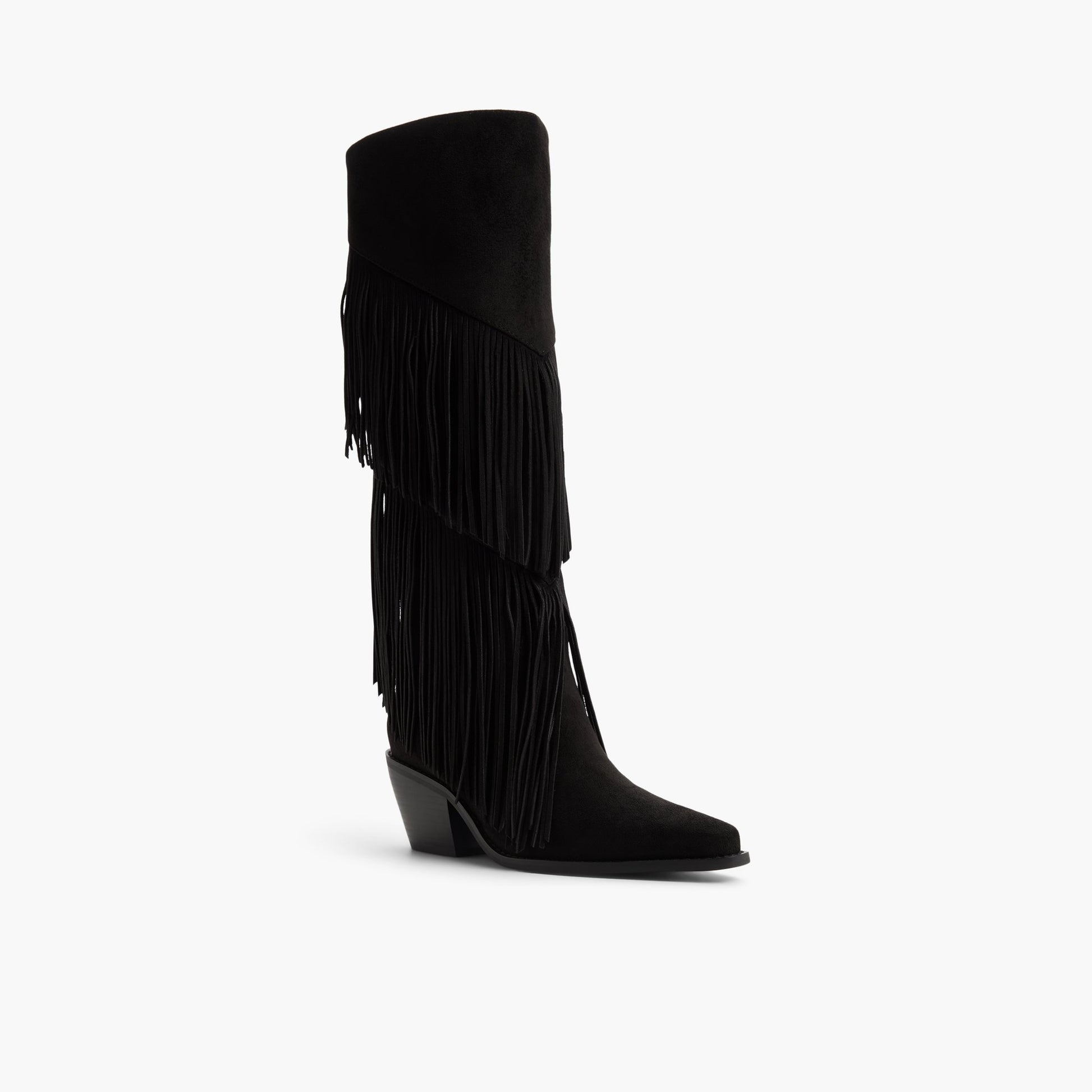 Three-quarter angle of Black Billyrae Western Knee-High Boots's front side
