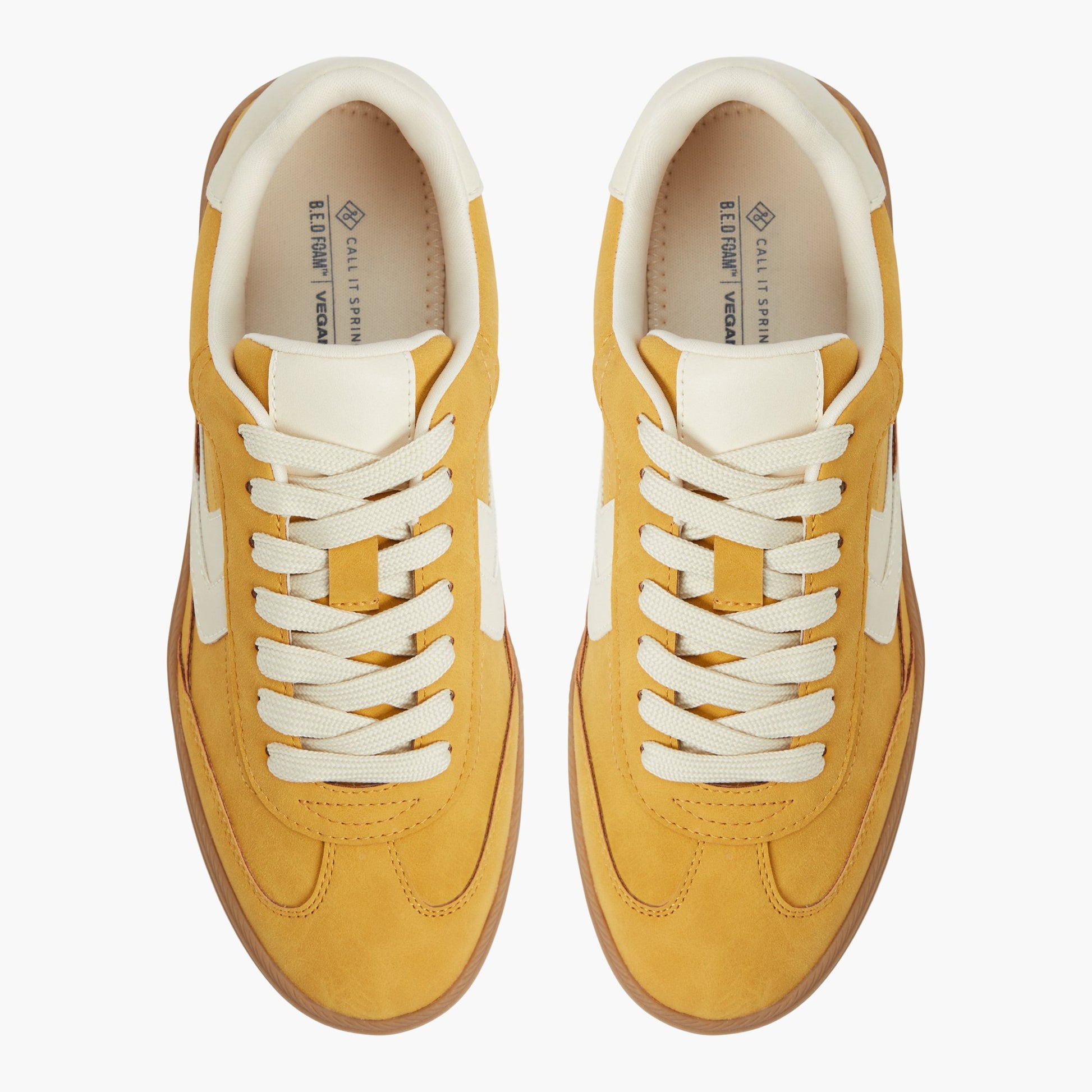 Top-down view of the Dark yellow Salome Cup Sole Sneakers