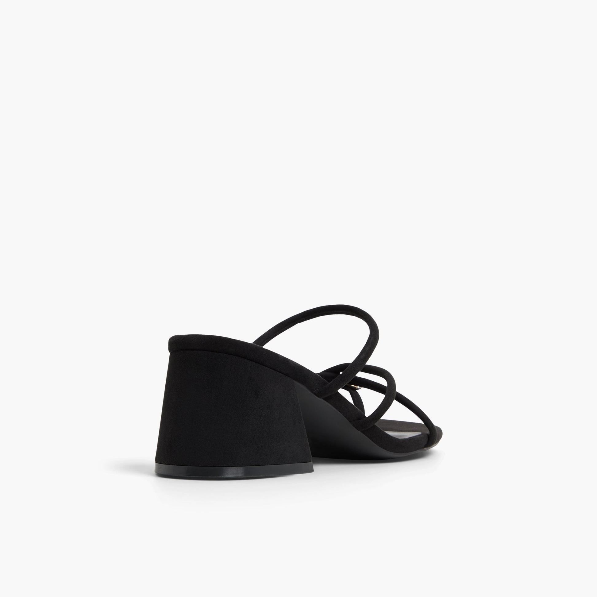 Three-quarter angle of Black Tulumm Toe Ring Heeled Sandals's back side