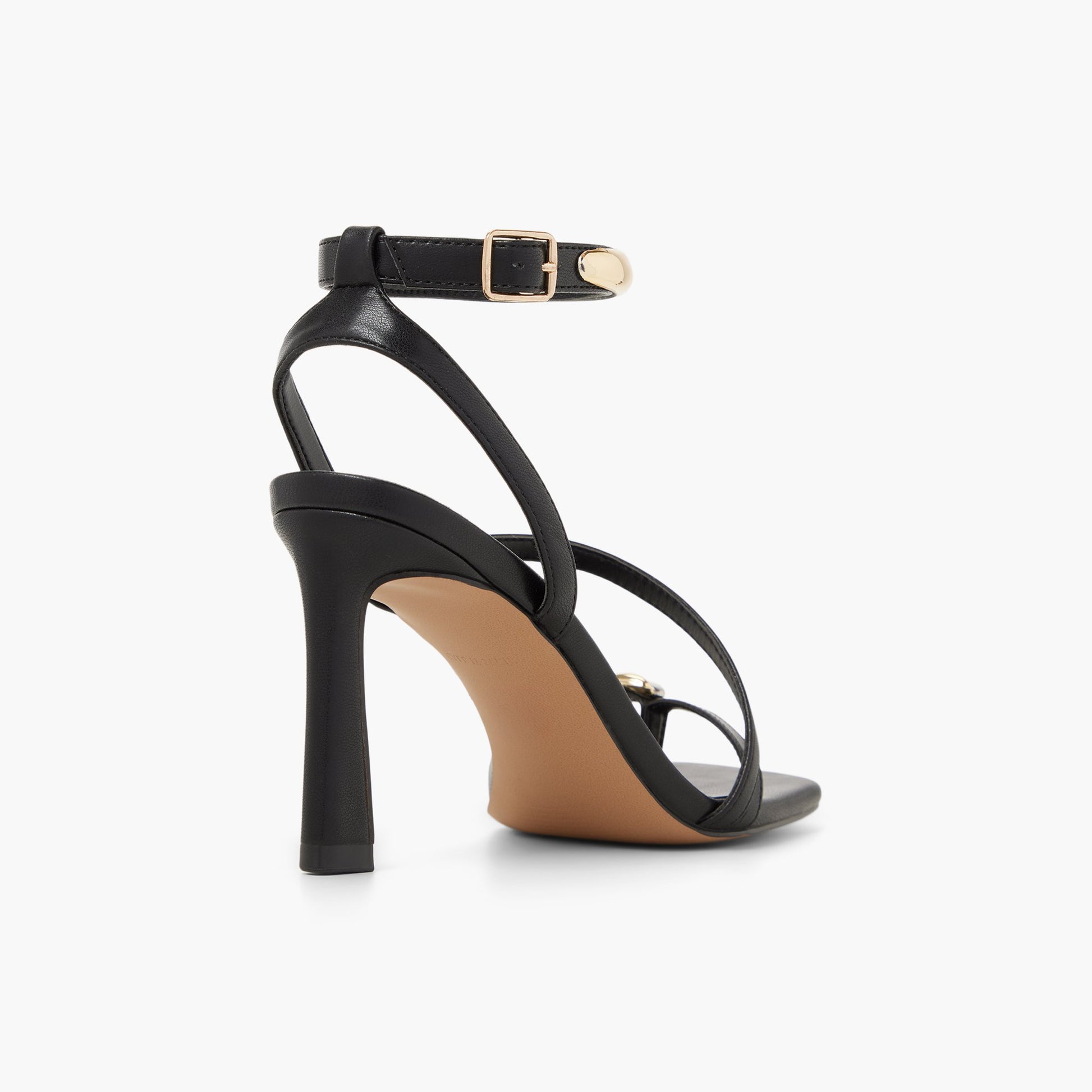 Three-quarter angle of Black Aitanaa Strappy High Heel Sandals's back side