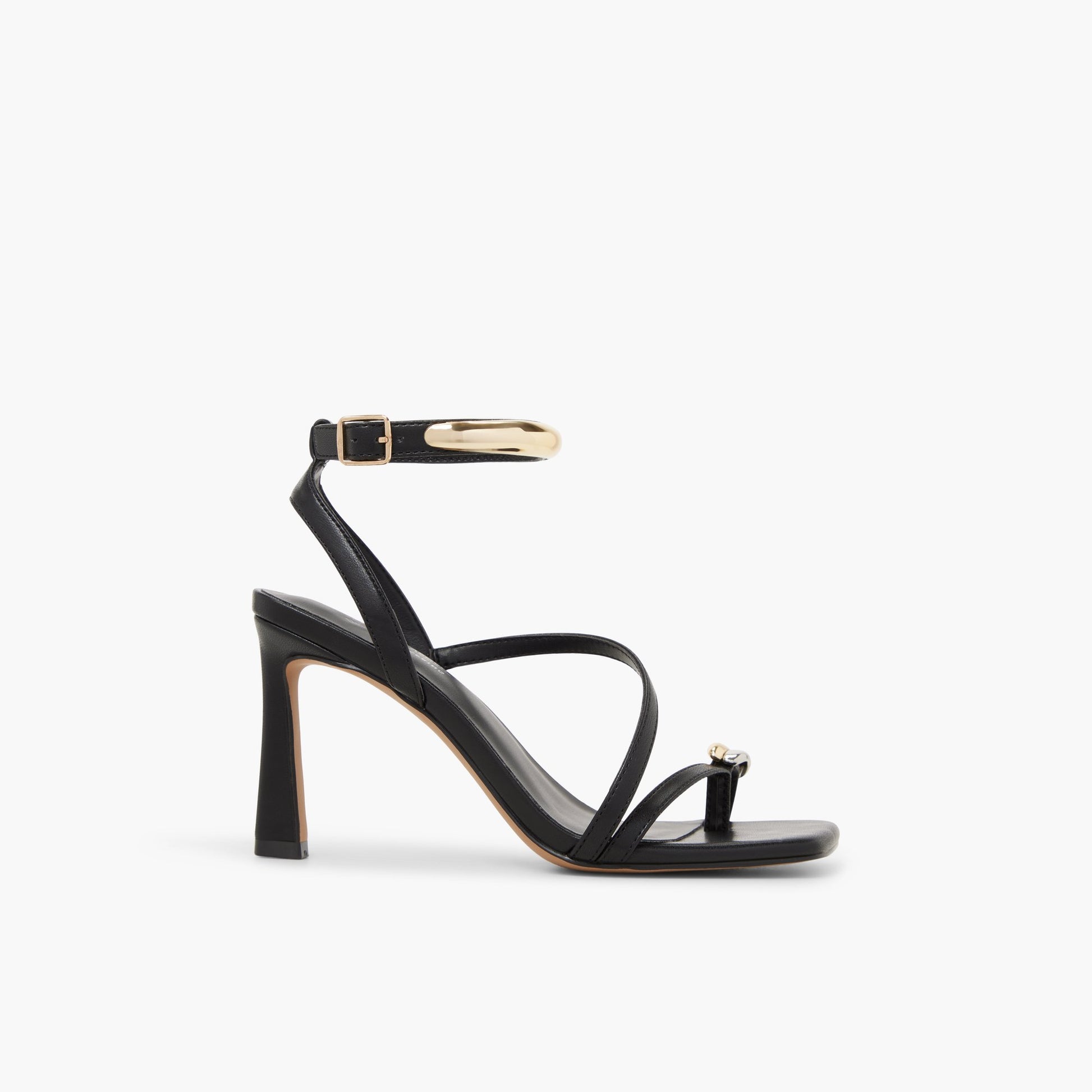 Main View of Black Aitanaa Strappy High Heel Sandals for Womens