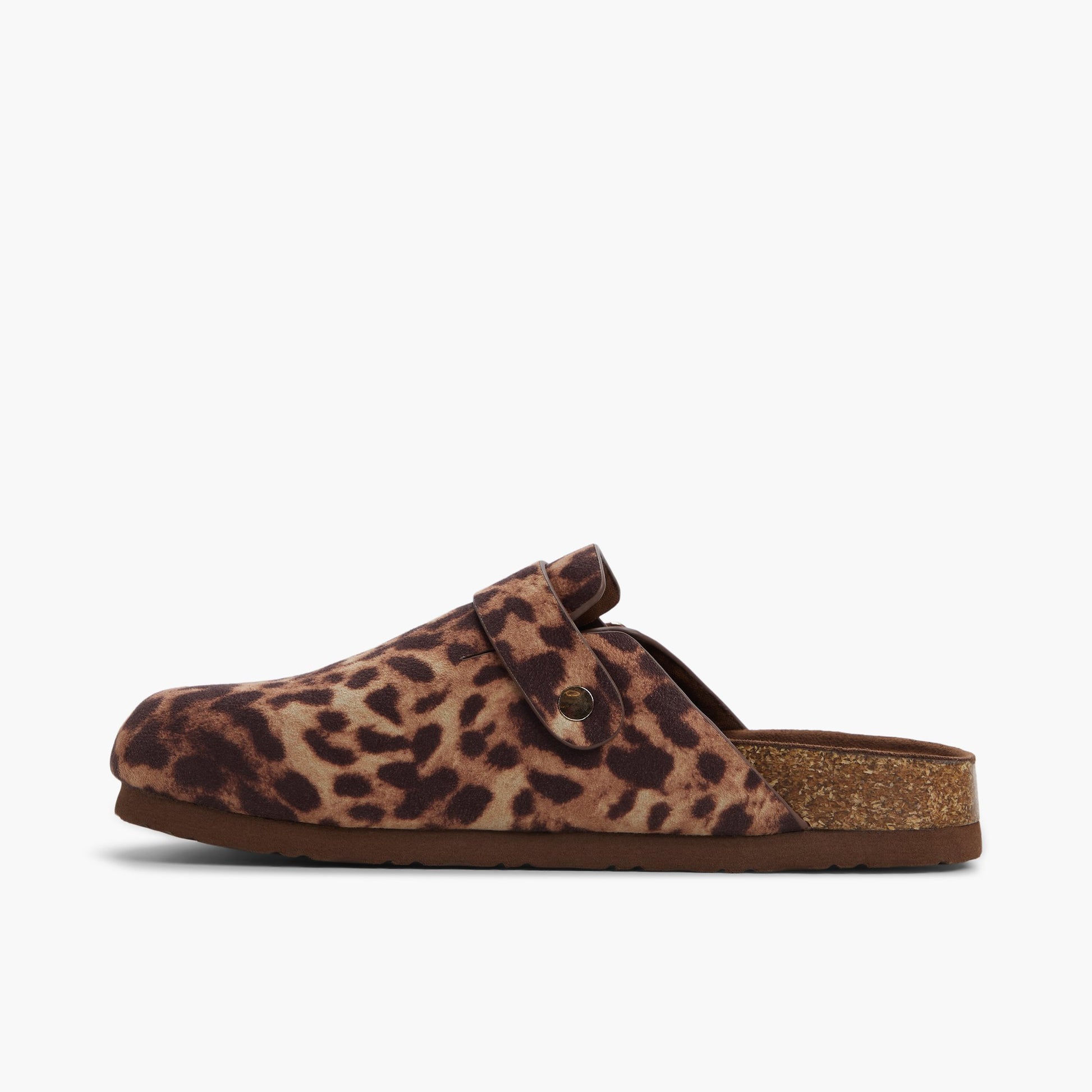 Side view of Brown Overflow Calli Clogs