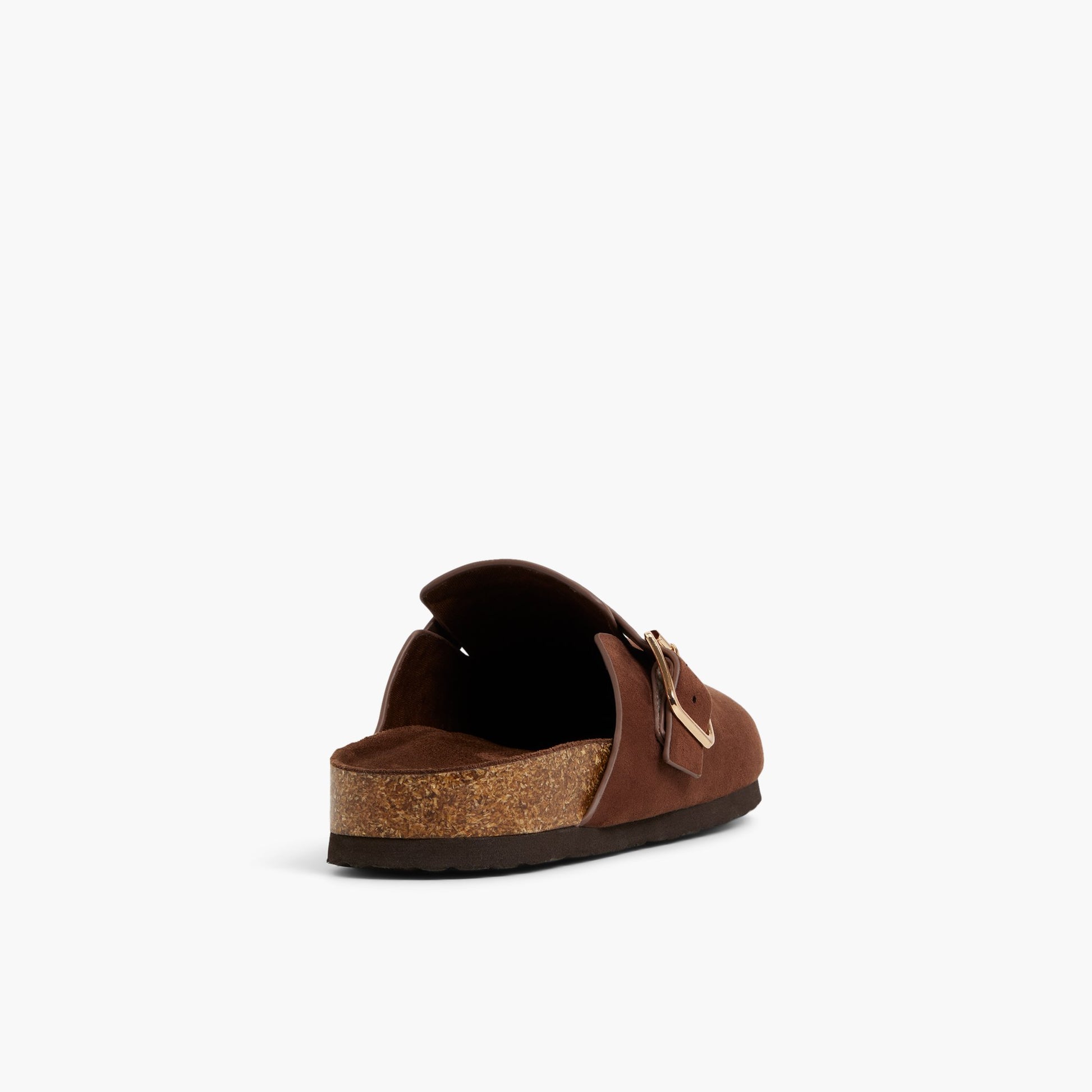 Three-quarter angle of Dark brown Calli Clogs's back side