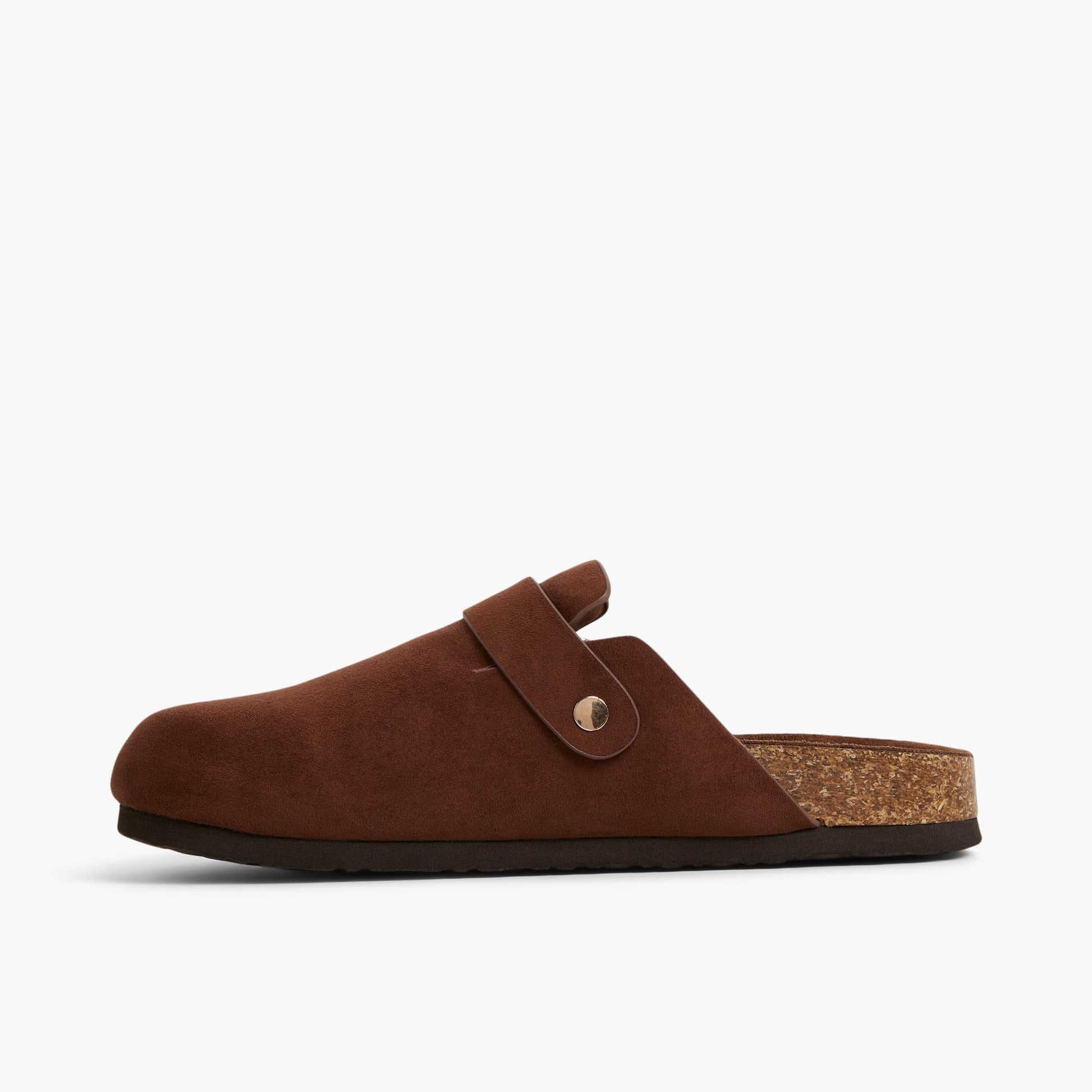 Side view of Dark brown Calli Clogs