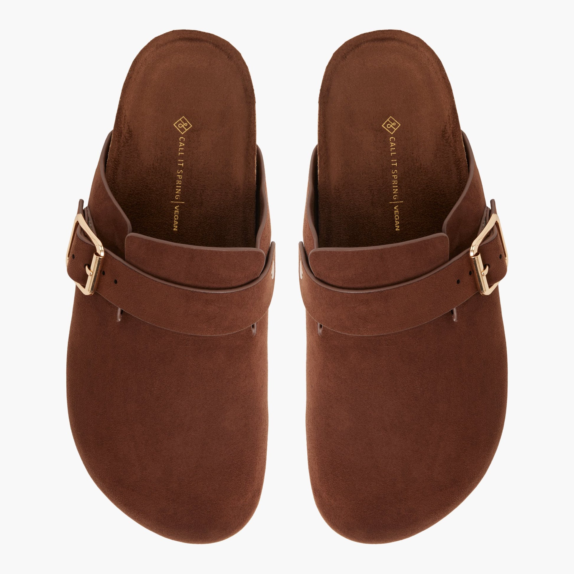 Top-down view of the Dark brown Calli Clogs