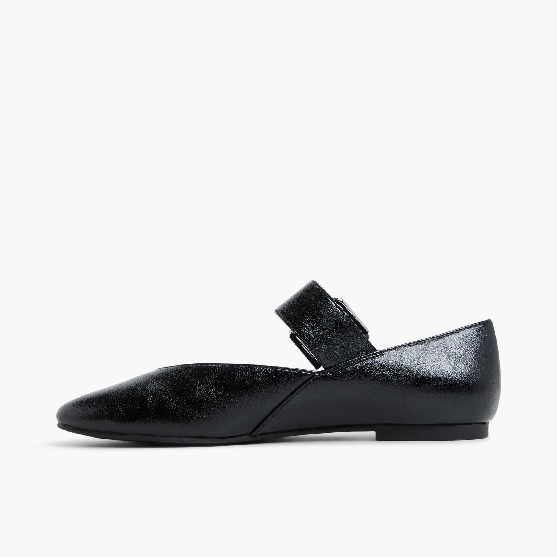 Side view of Black Azurra Mary Jane Flats
