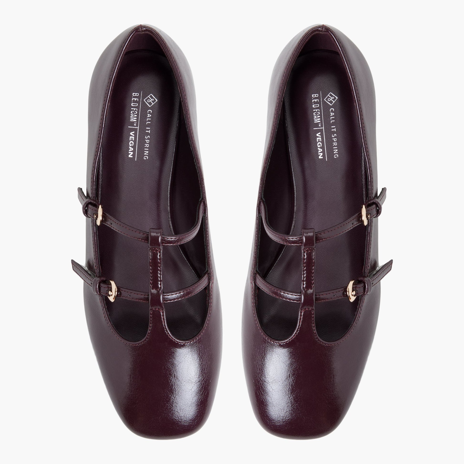 Top-down view of the Bordo Eternelle T-bar Ballerinas