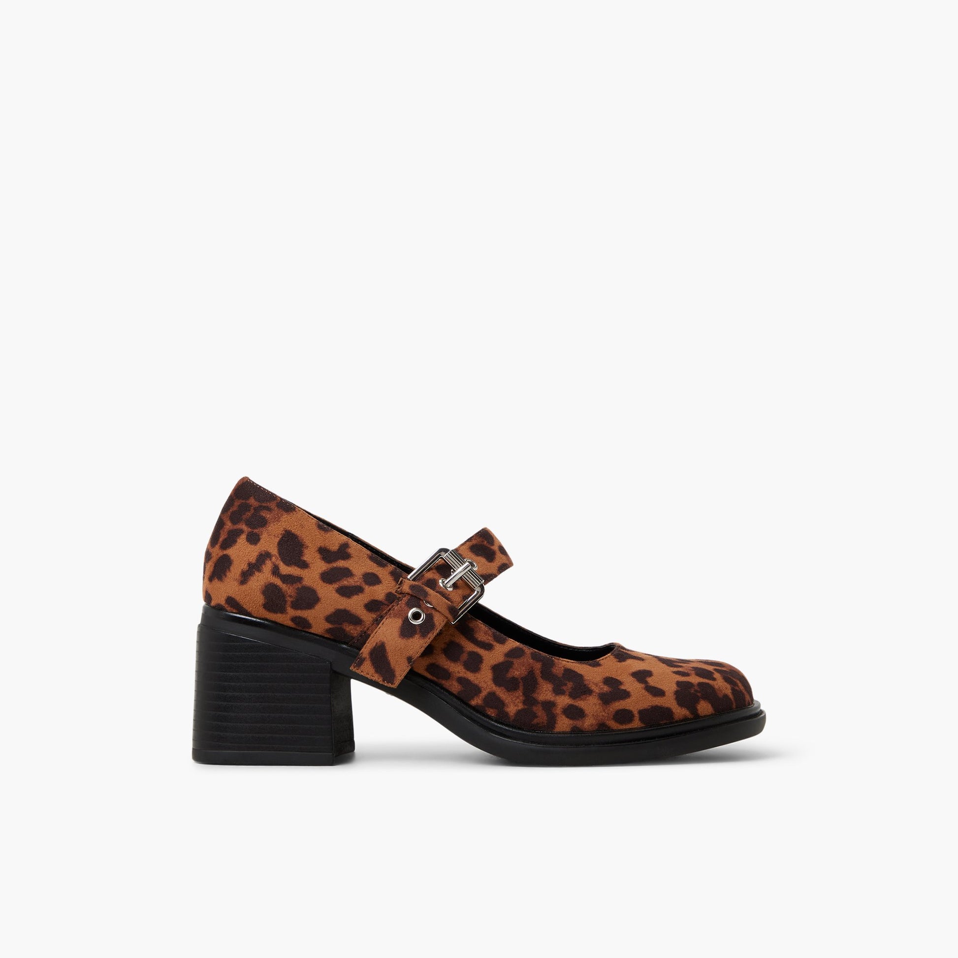 Main View of Brown Multi Avrie Block Heel Mary-Janes for Womens