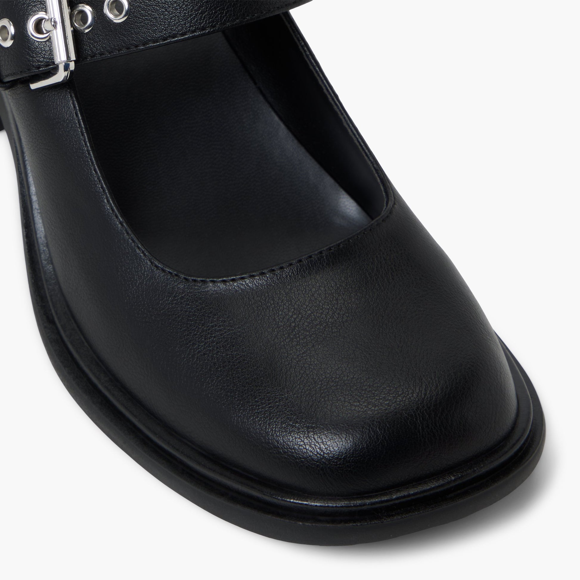 Close-up of the Black Avrie Block Heel Mary-Janes
