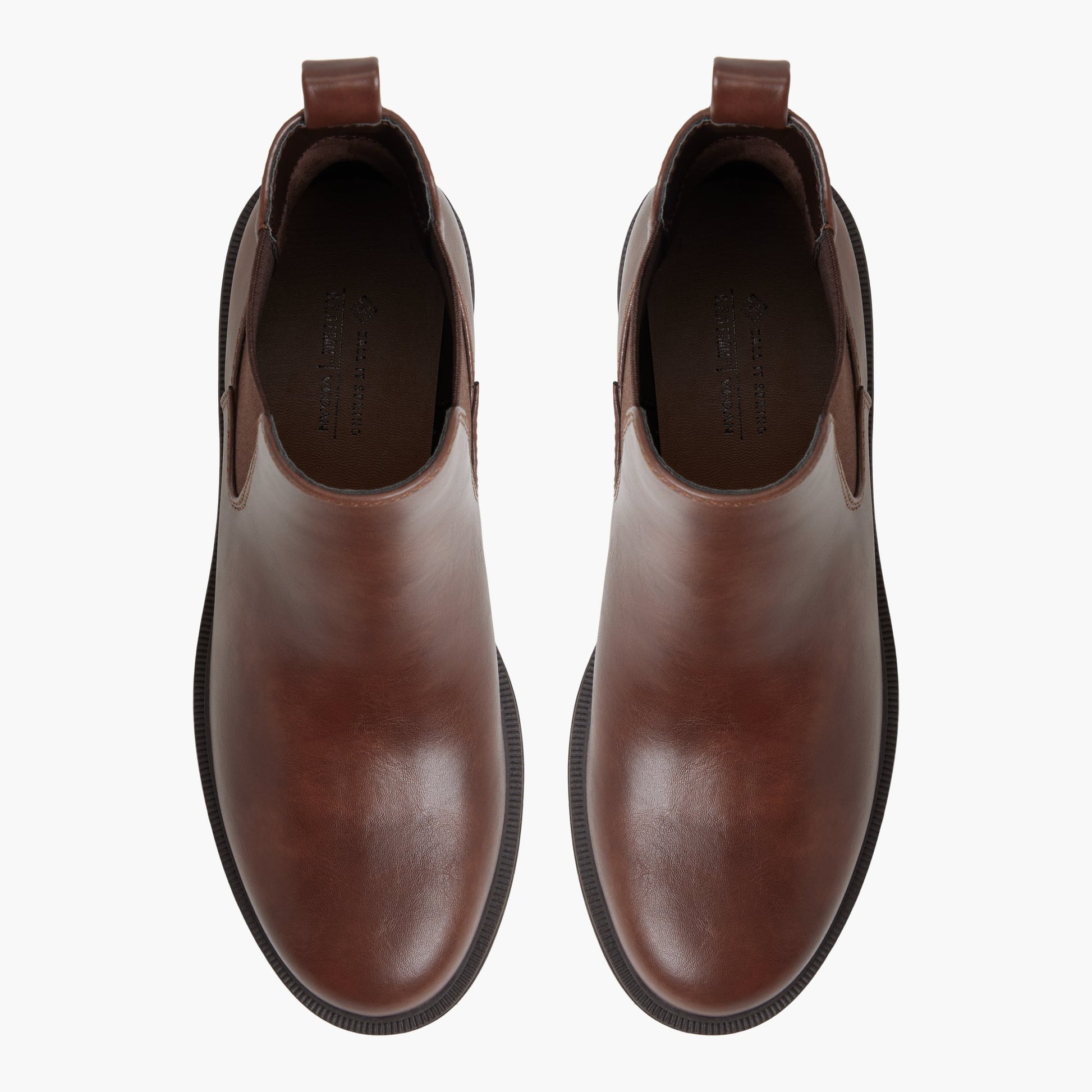 Top-down view of the Medium Brown Caiya Chelsea Boots