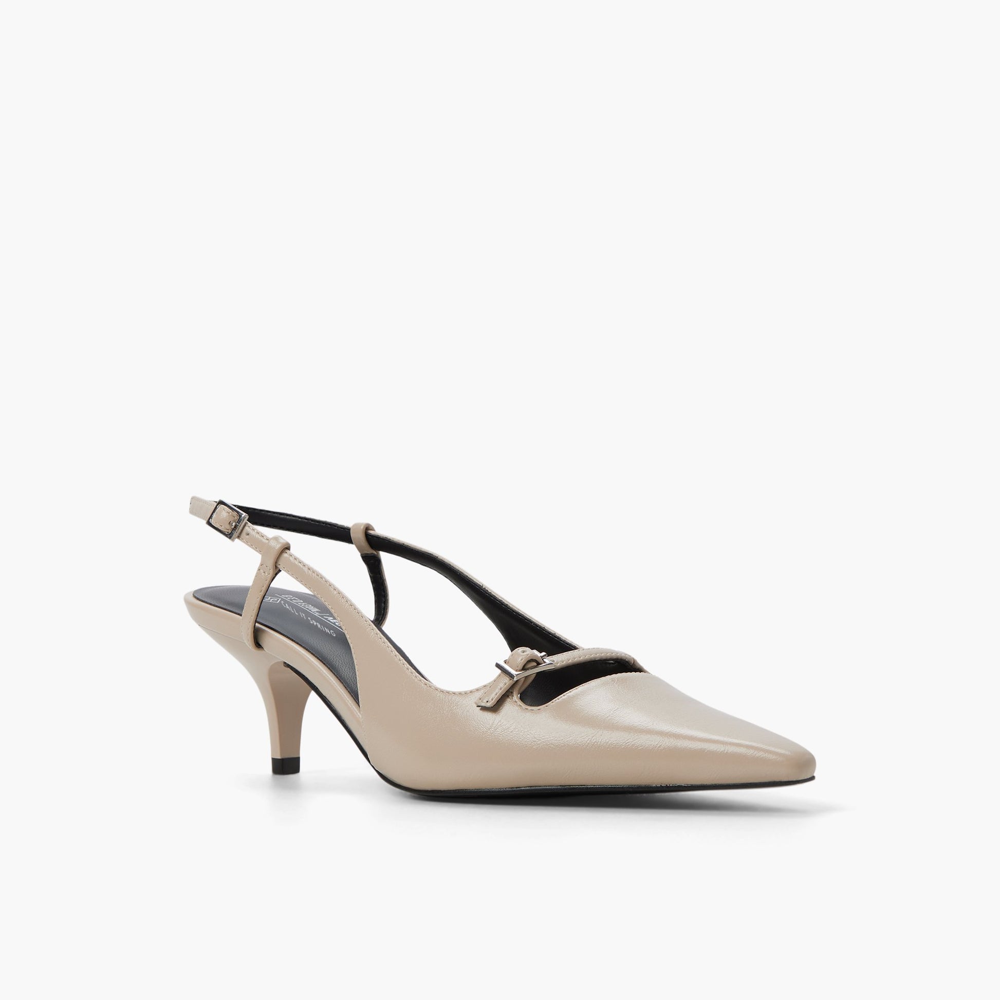 Three-quarter angle of Bone Darlingg Slingback Kitten Heels's front side