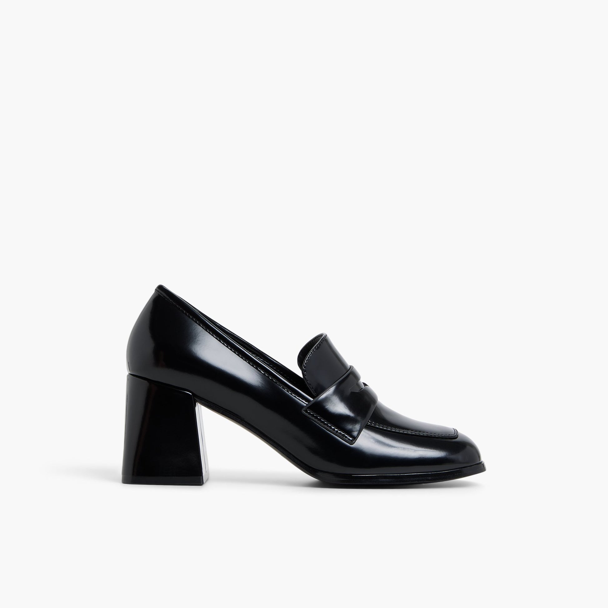 Main View of Black Riaa Mid-Heel Loafers for Womens