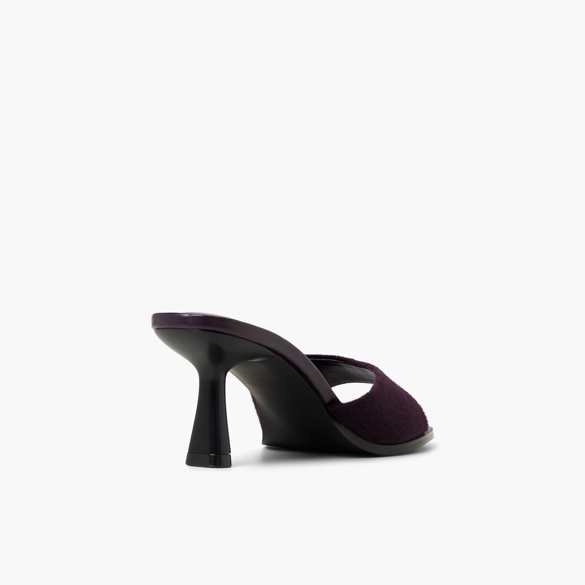 Three-quarter angle of Plum Cassiee Mule Sandals's back side