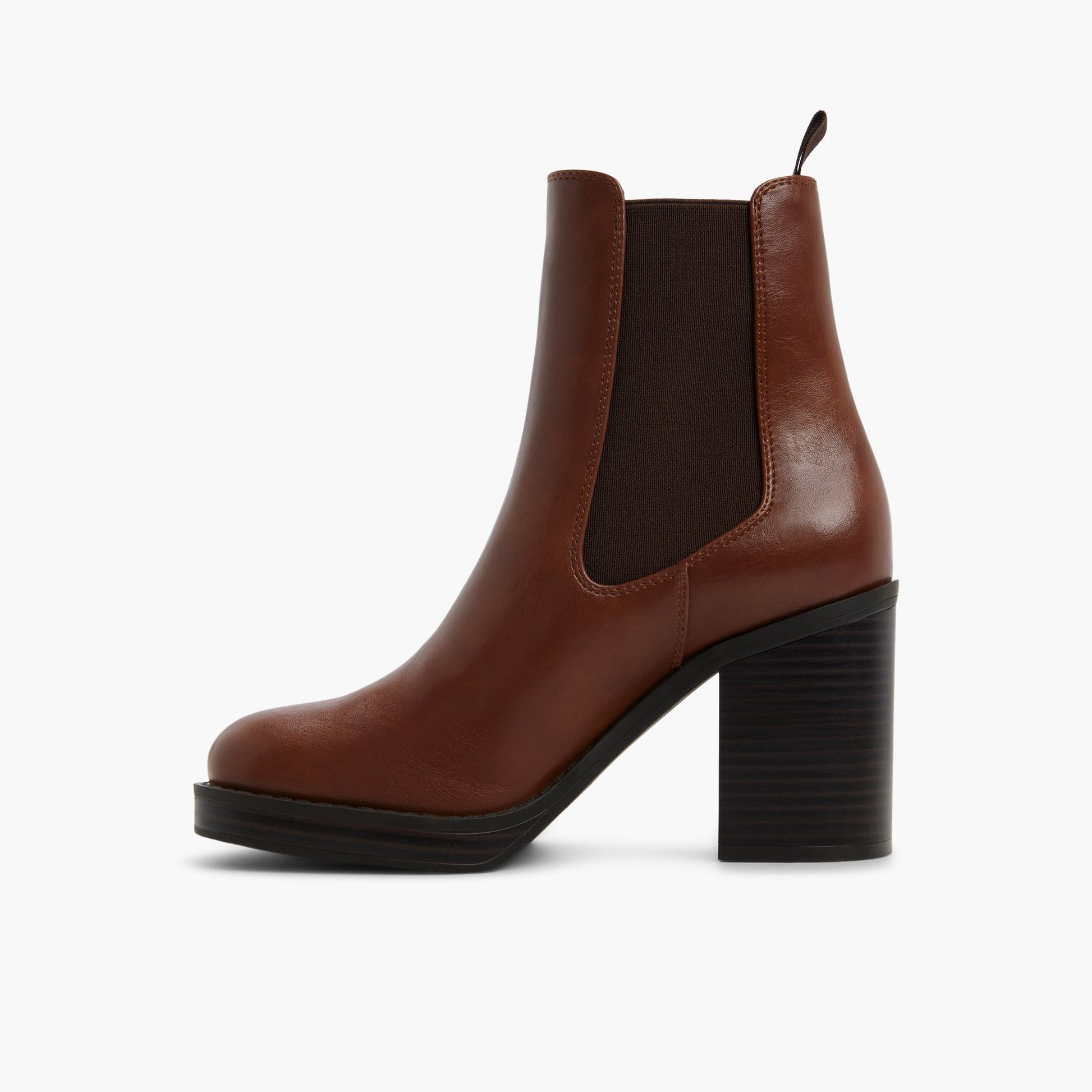 Side view of Cognac Elarah Chelsea Ankle Boots