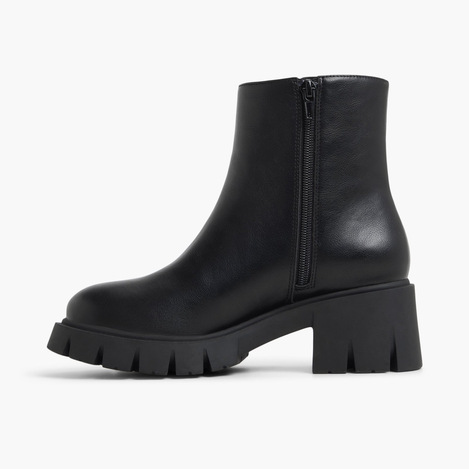 Side view of Black Zaida Chunky Ankle Boots