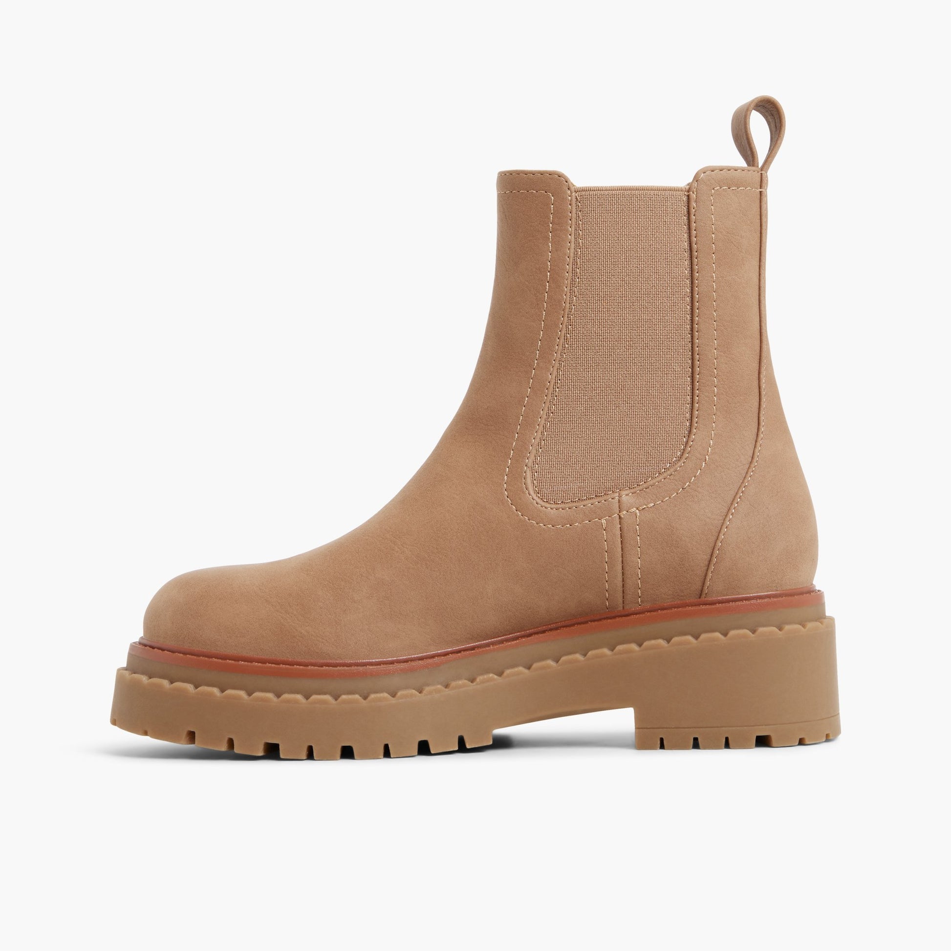 Side view of Medium Beige Zayra Chelsea Boots