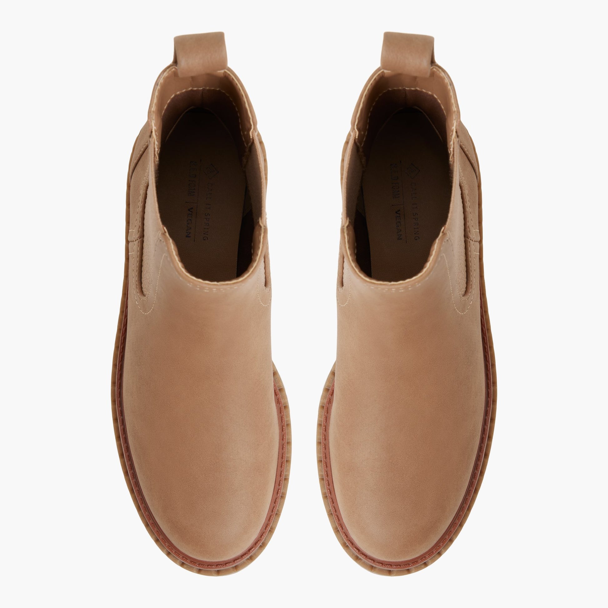 Top-down view of the Medium Beige Zayra Chelsea Boots