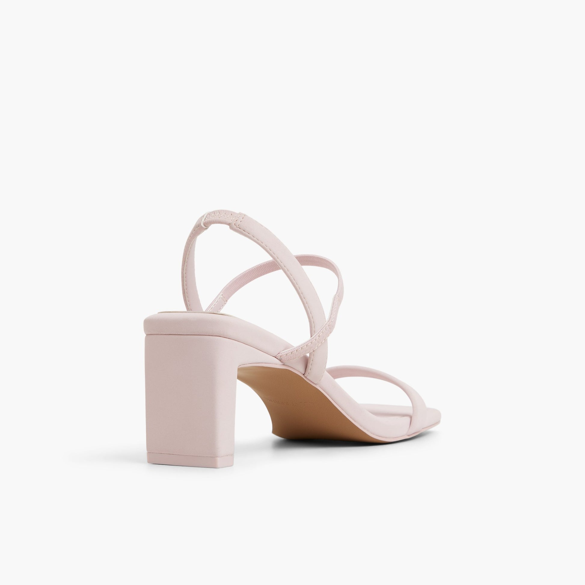 Three-quarter angle of Other Pink Georginaa Block Heeled Sandals's back side
