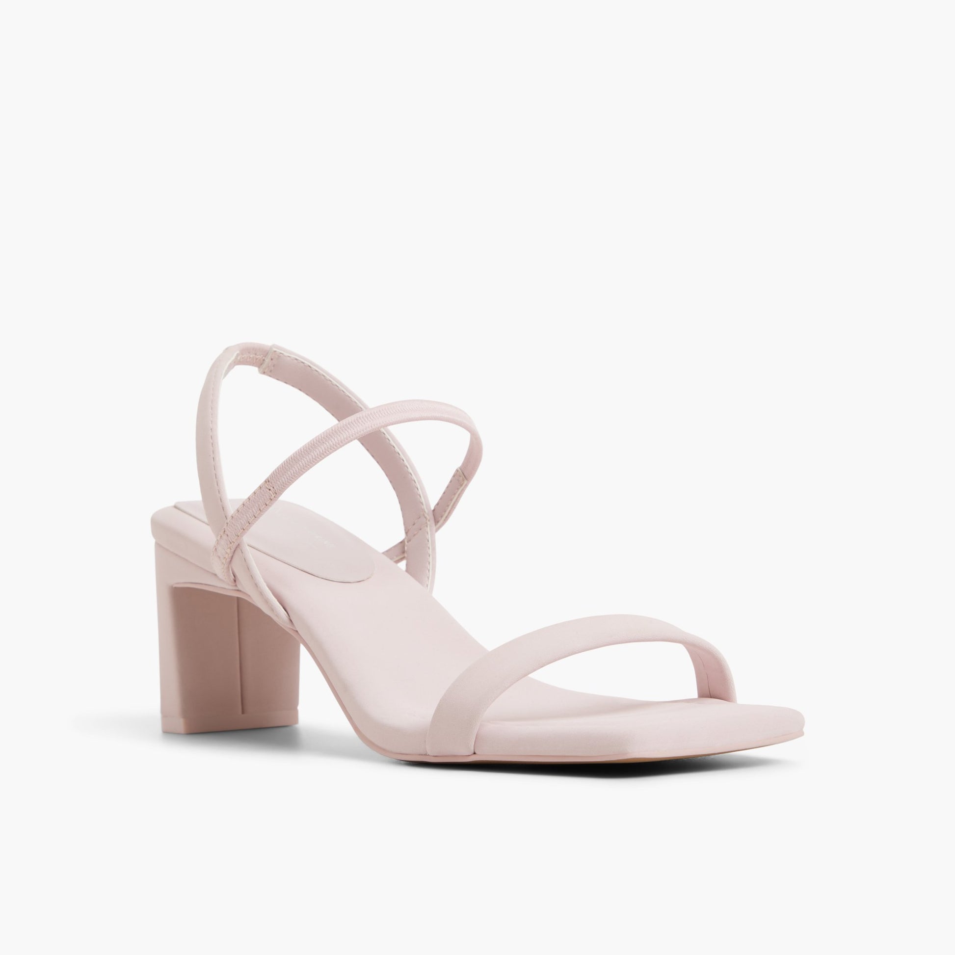 Three-quarter angle of Other Pink Georginaa Block Heeled Sandals's front side