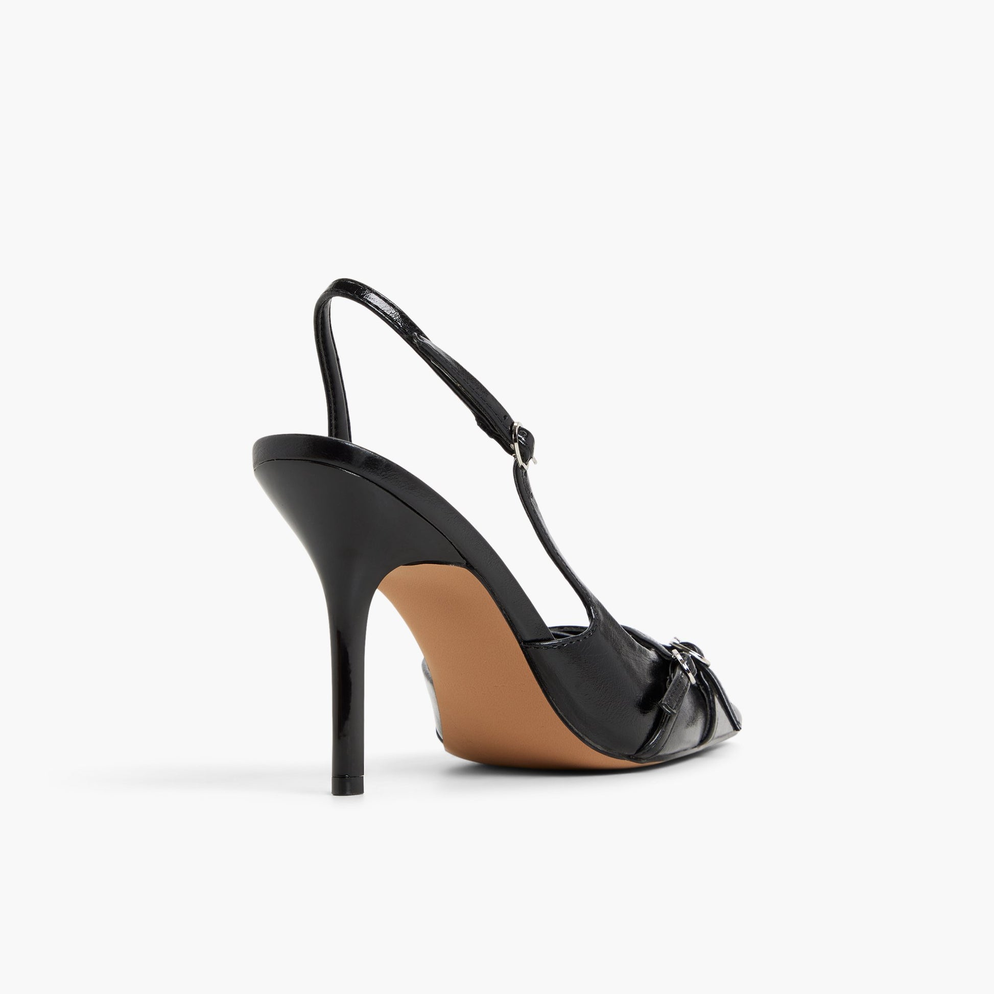 Three-quarter angle of Black Niaa Slingback Pumps's back side