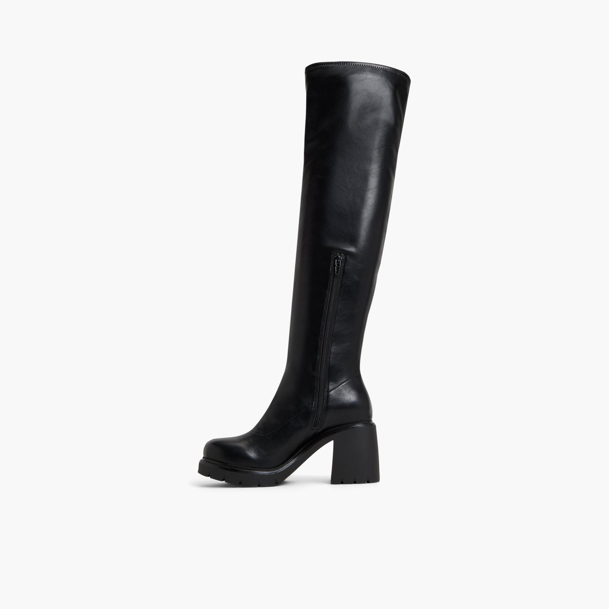 Side view of Black Rozabella Thigh-High Boots